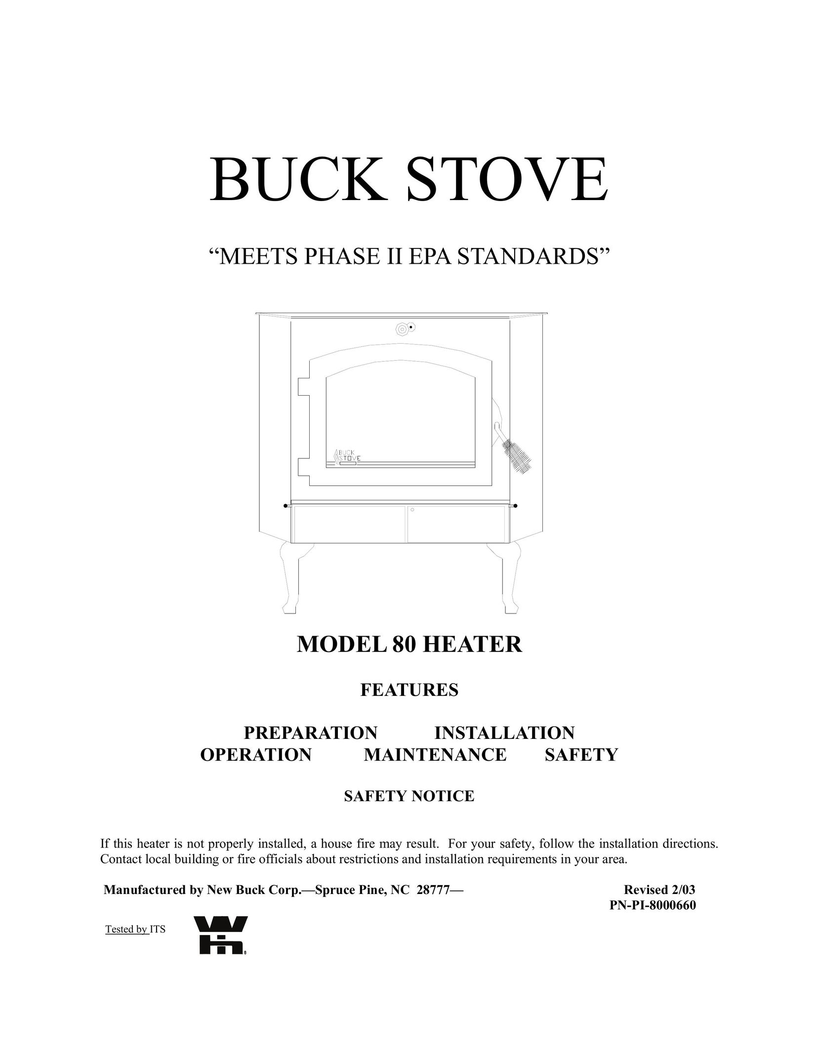 New Buck Corporation Heater Model 80 Fan User Manual