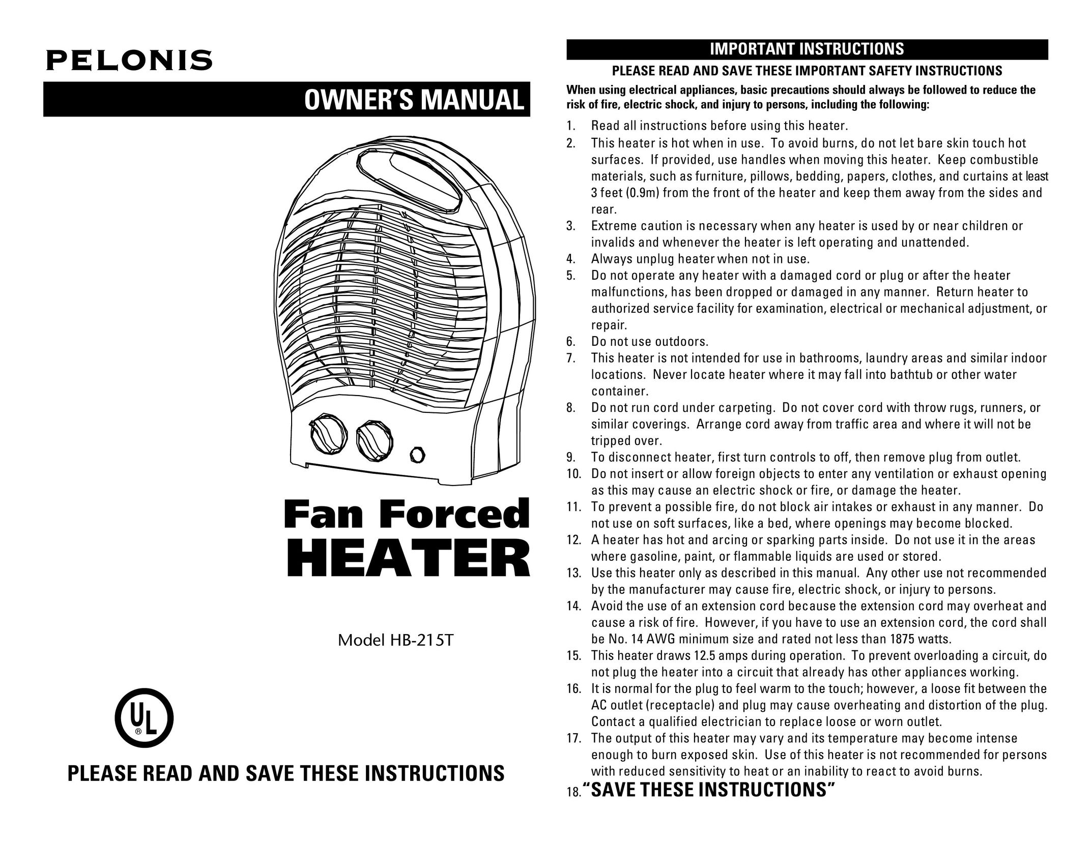 Pelonis HB-215T Fan User Manual