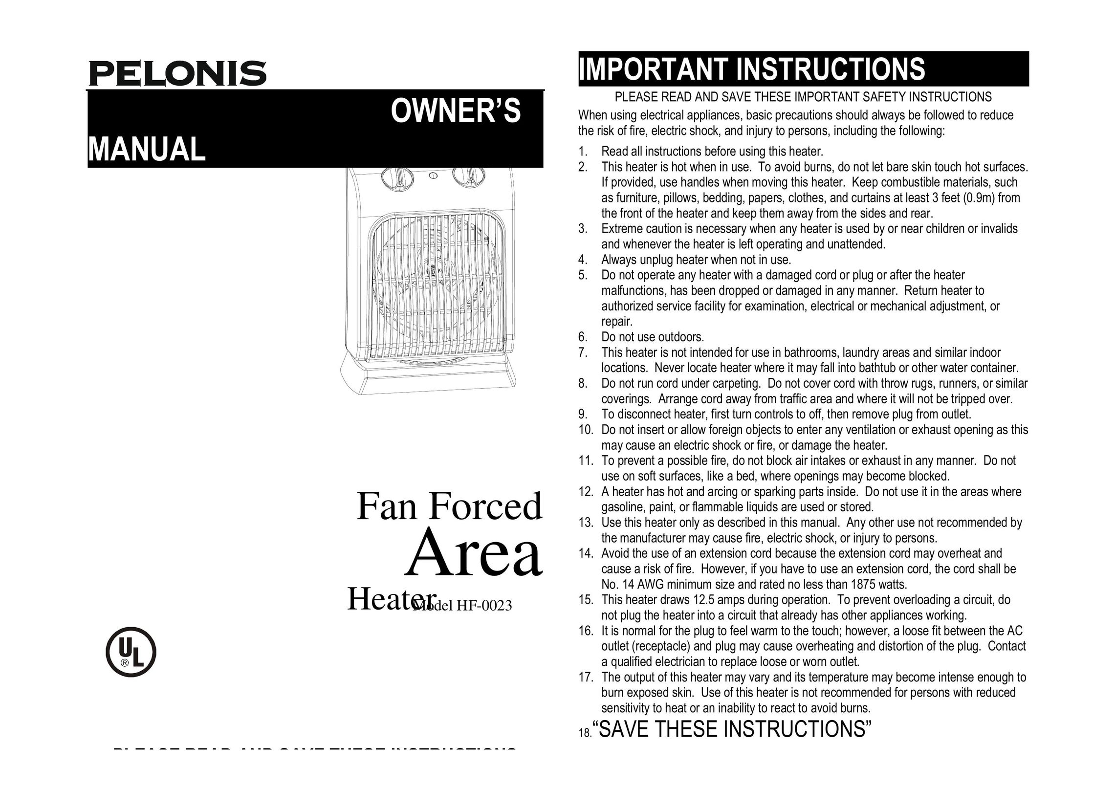Pelonis HF-0023 Fan User Manual