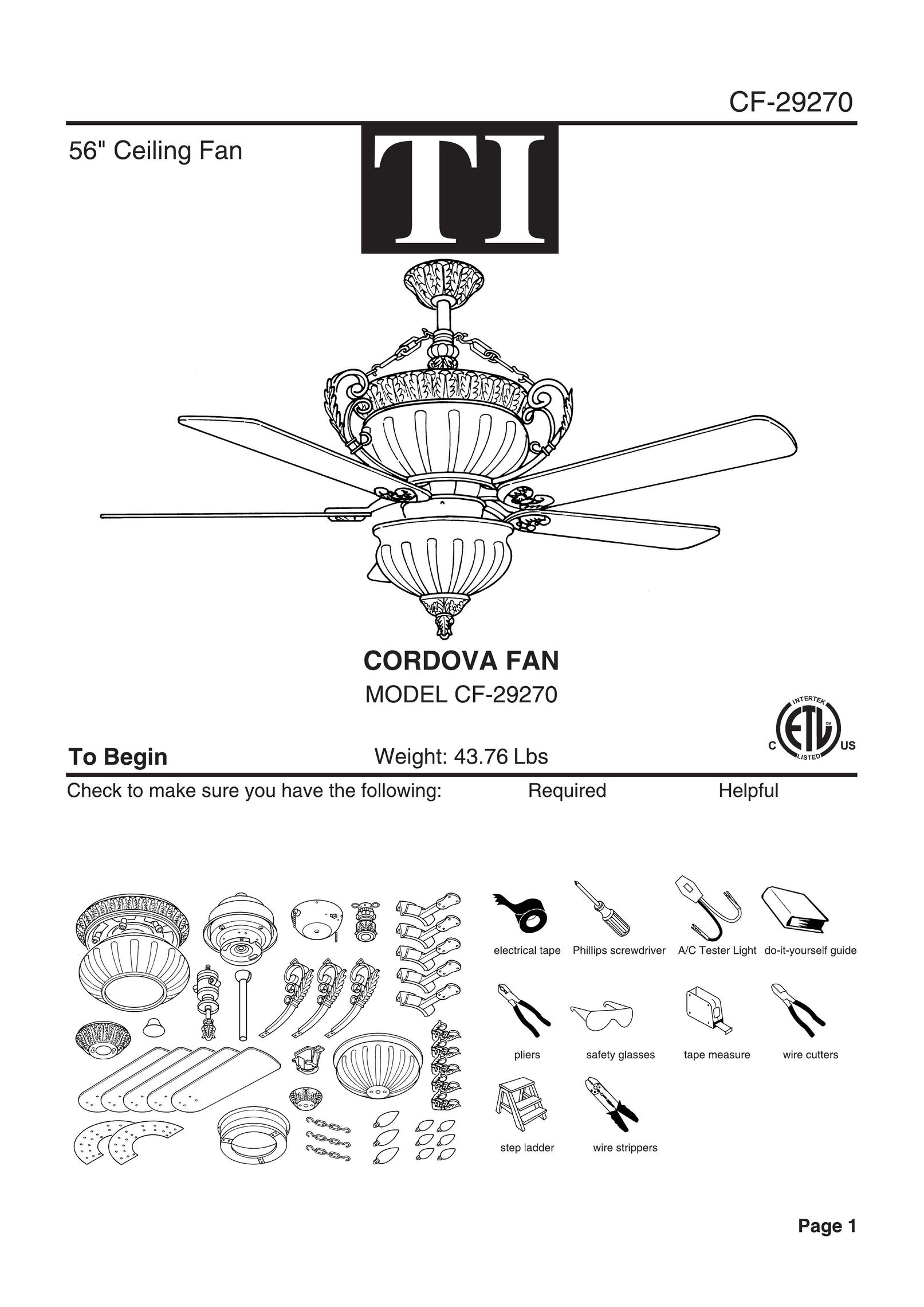 Triarch CF-29270 Fan User Manual