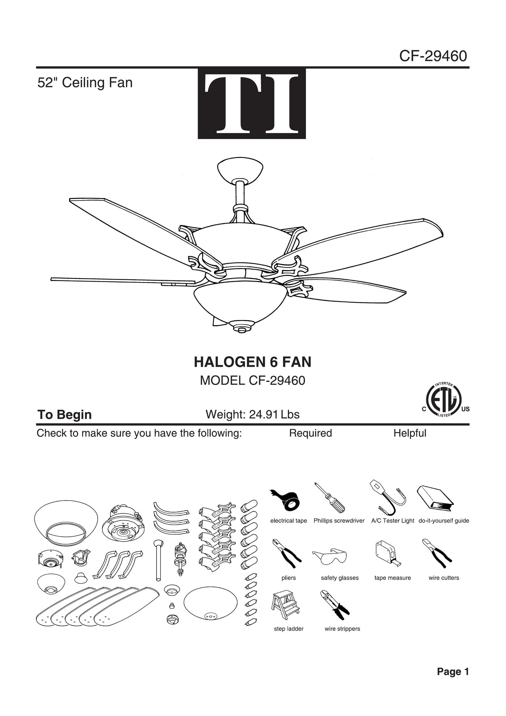 Triarch CF-29460 Fan User Manual