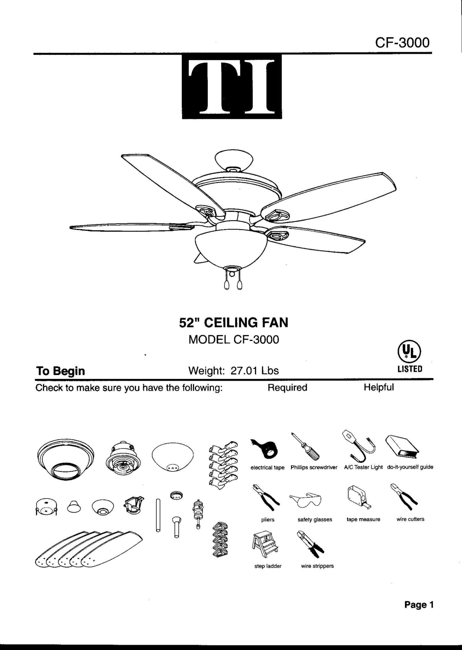 Triarch CF-3000 Fan User Manual