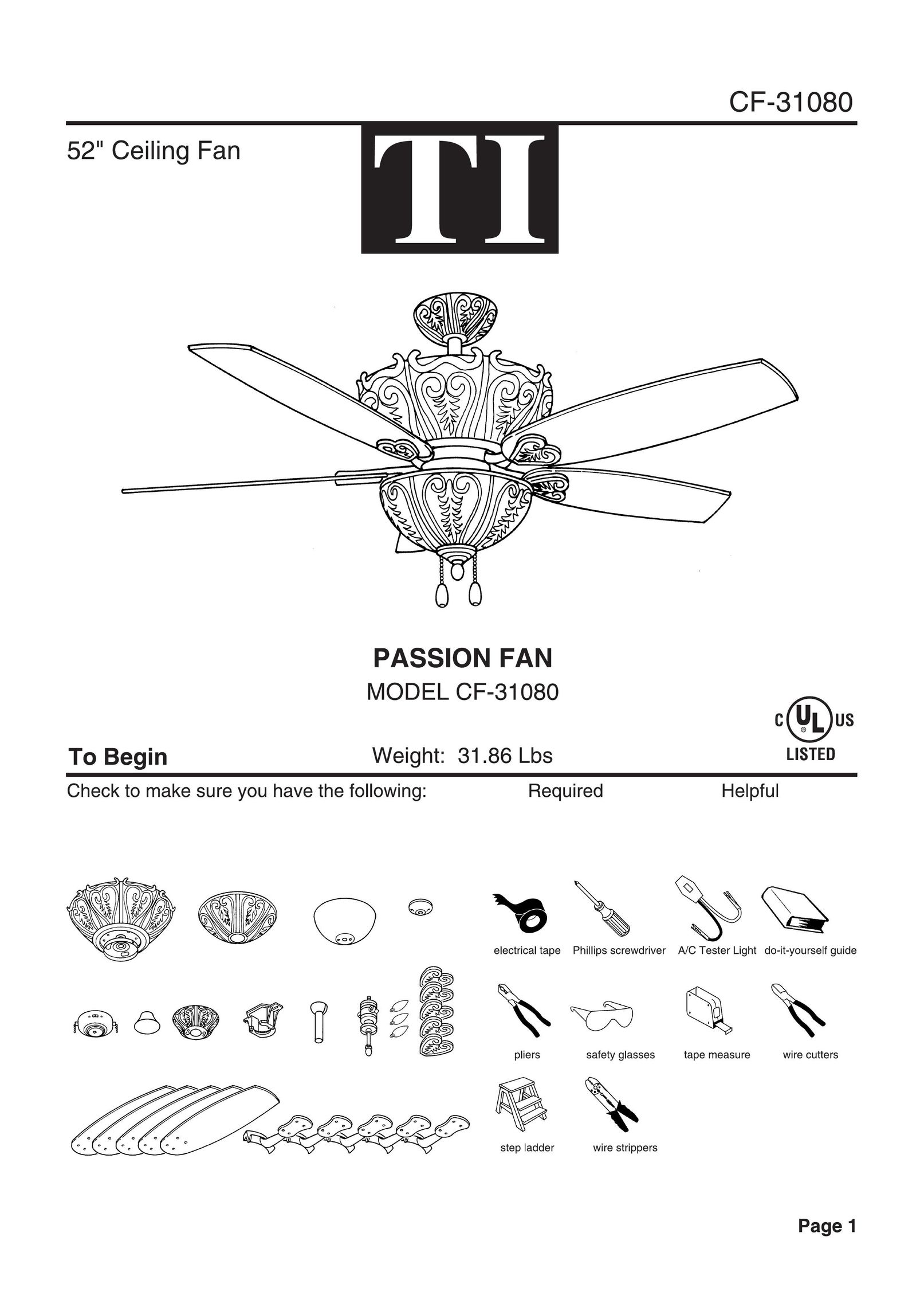 Triarch CF-31080 Fan User Manual