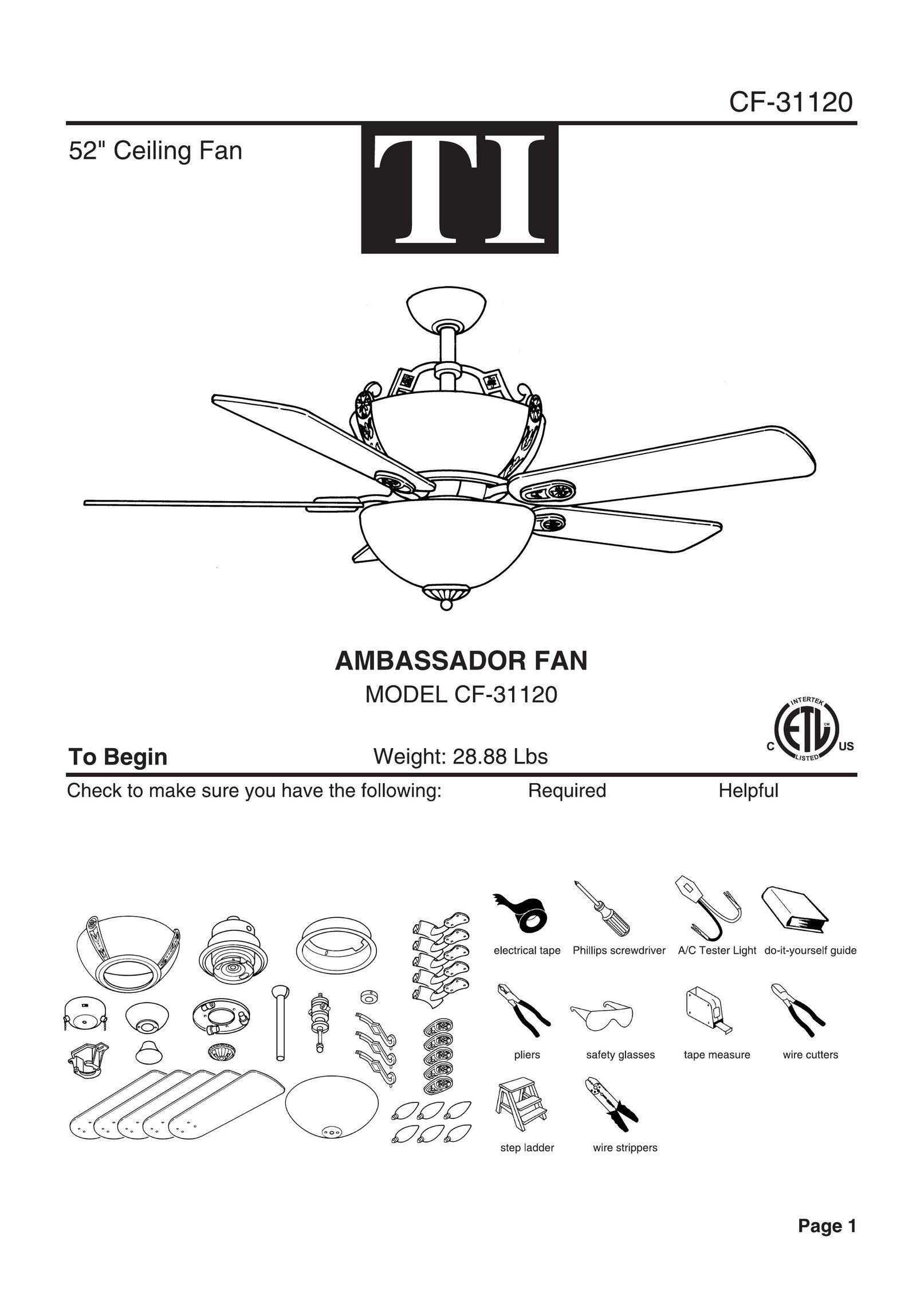 Triarch CF-31120 Fan User Manual