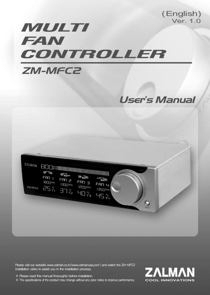 ZALMAN Multi Fan Controller Fan User Manual