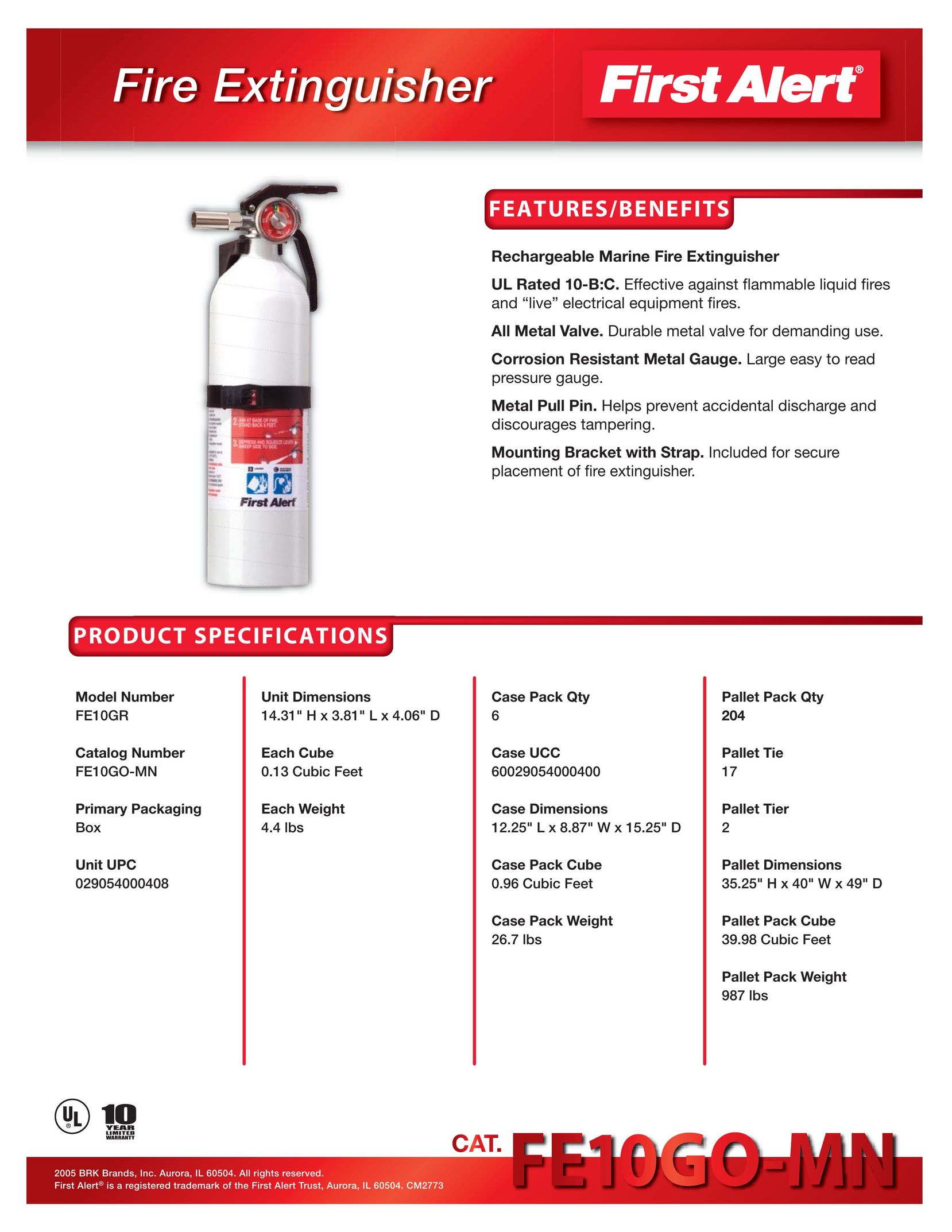 BRK electronic FE10GO-MN Fire Extinguisher User Manual