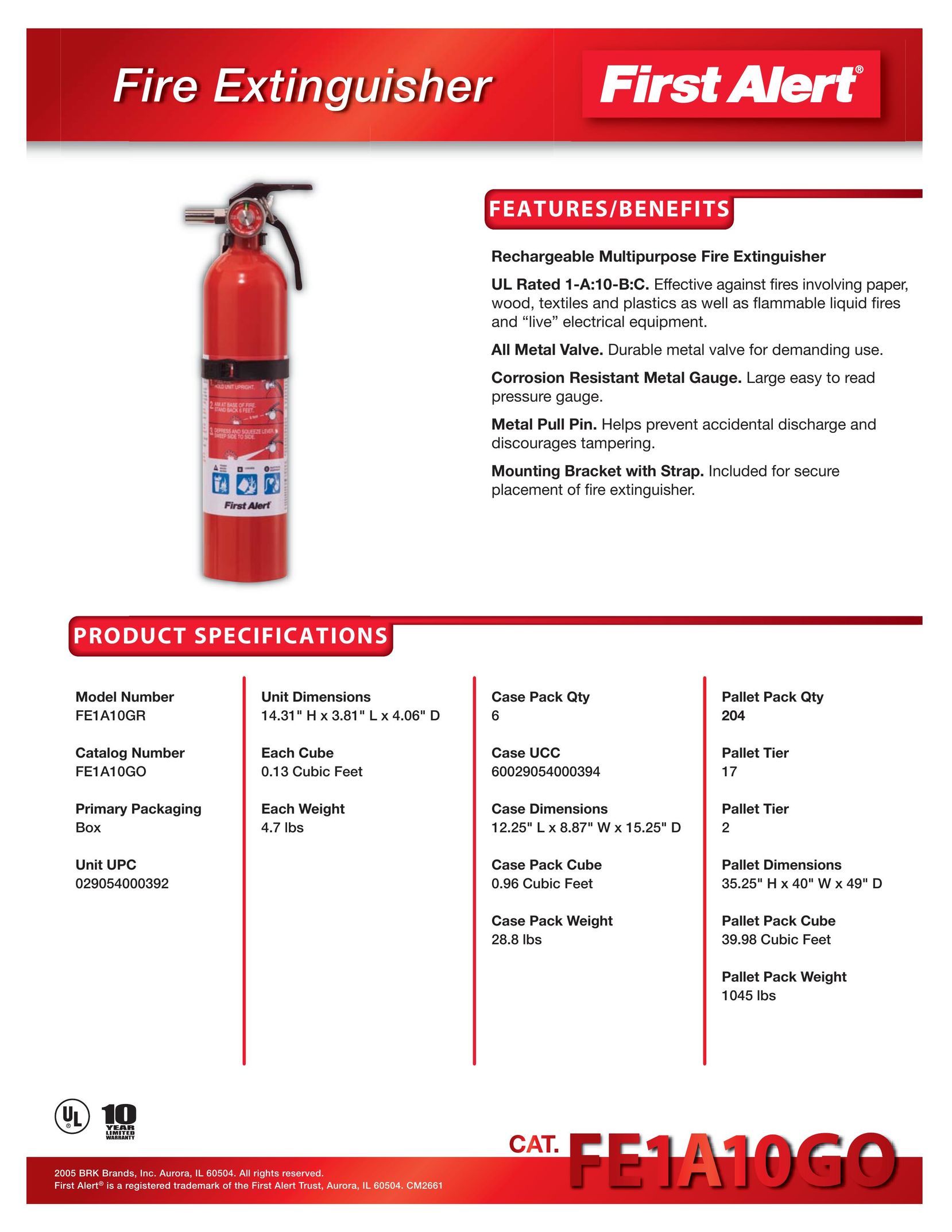 BRK electronic FE1A10GO Fire Extinguisher User Manual