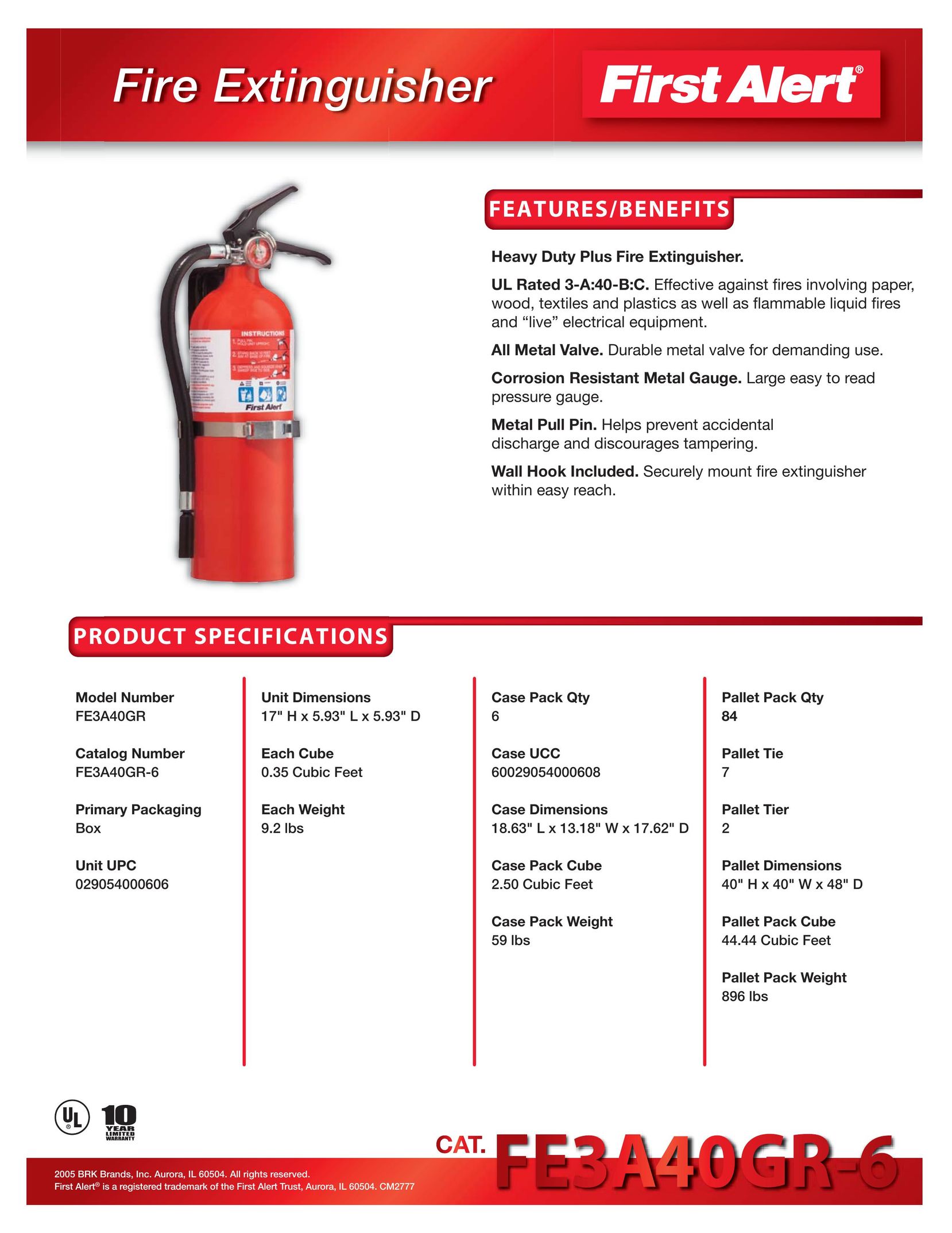 BRK electronic FE3A40GR-6 Fire Extinguisher User Manual