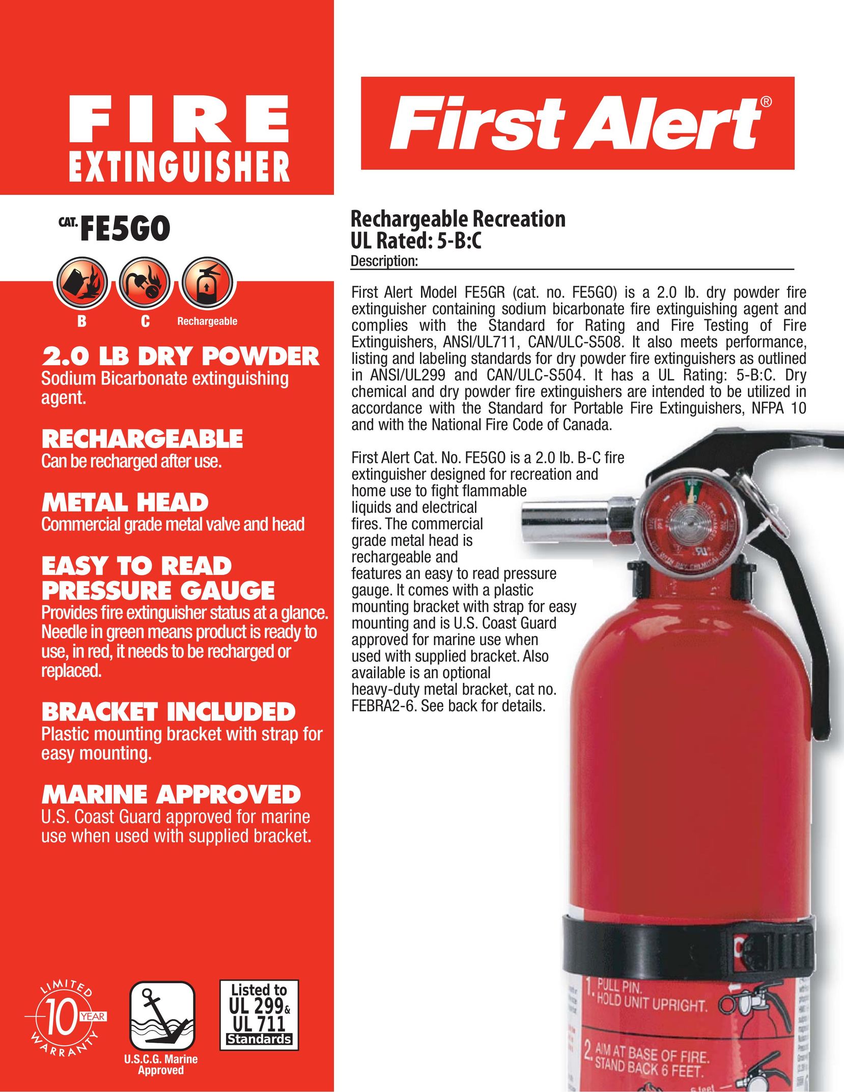 First Alert FE5GO Fire Extinguisher User Manual