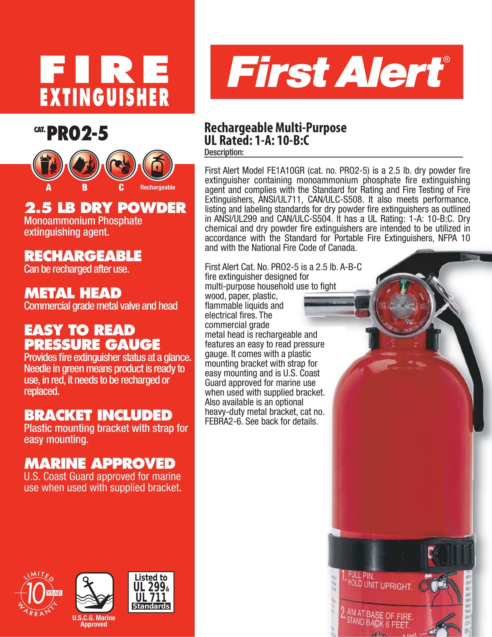 First Alert PR02-5 Fire Extinguisher User Manual