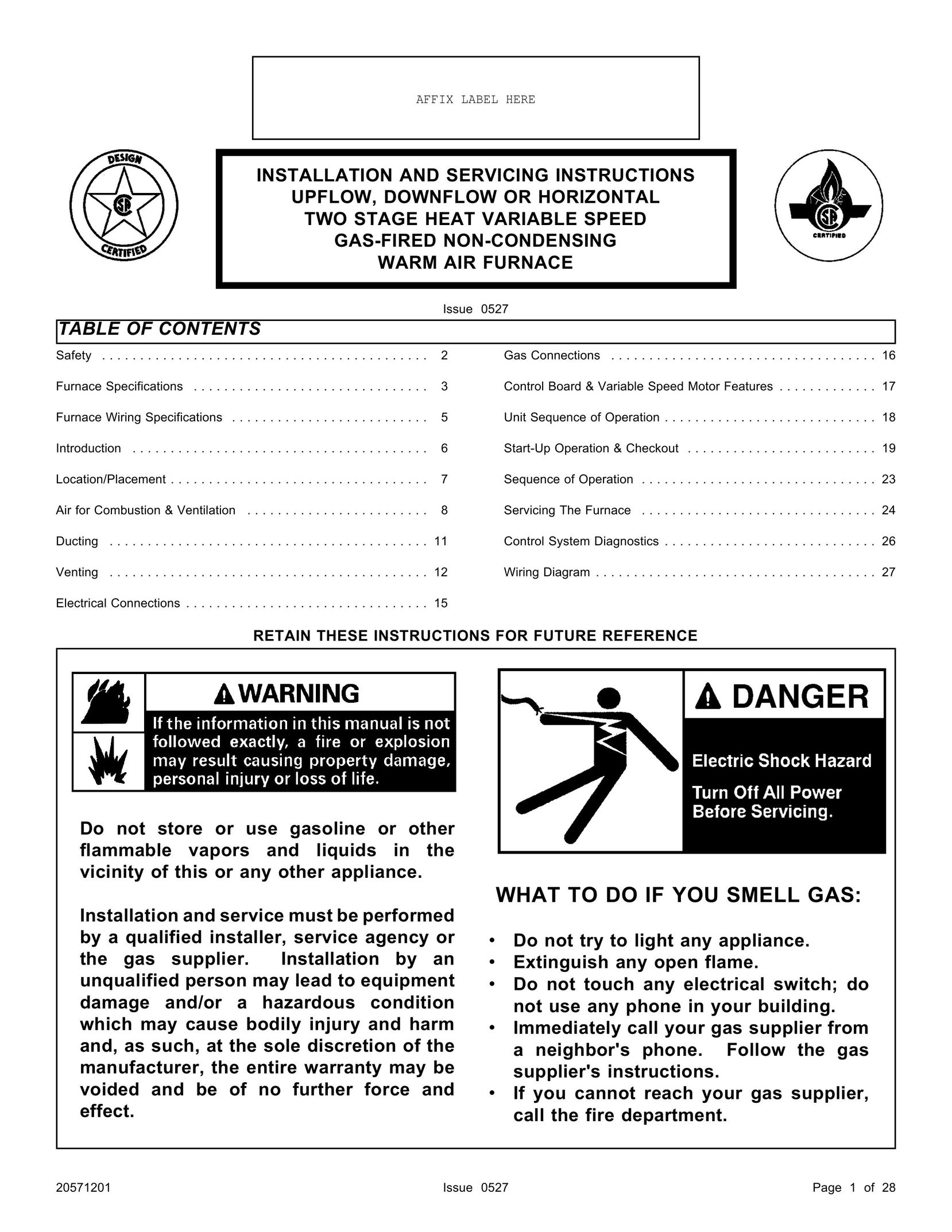 Allied Air Enterprises Upflow Furnace User Manual