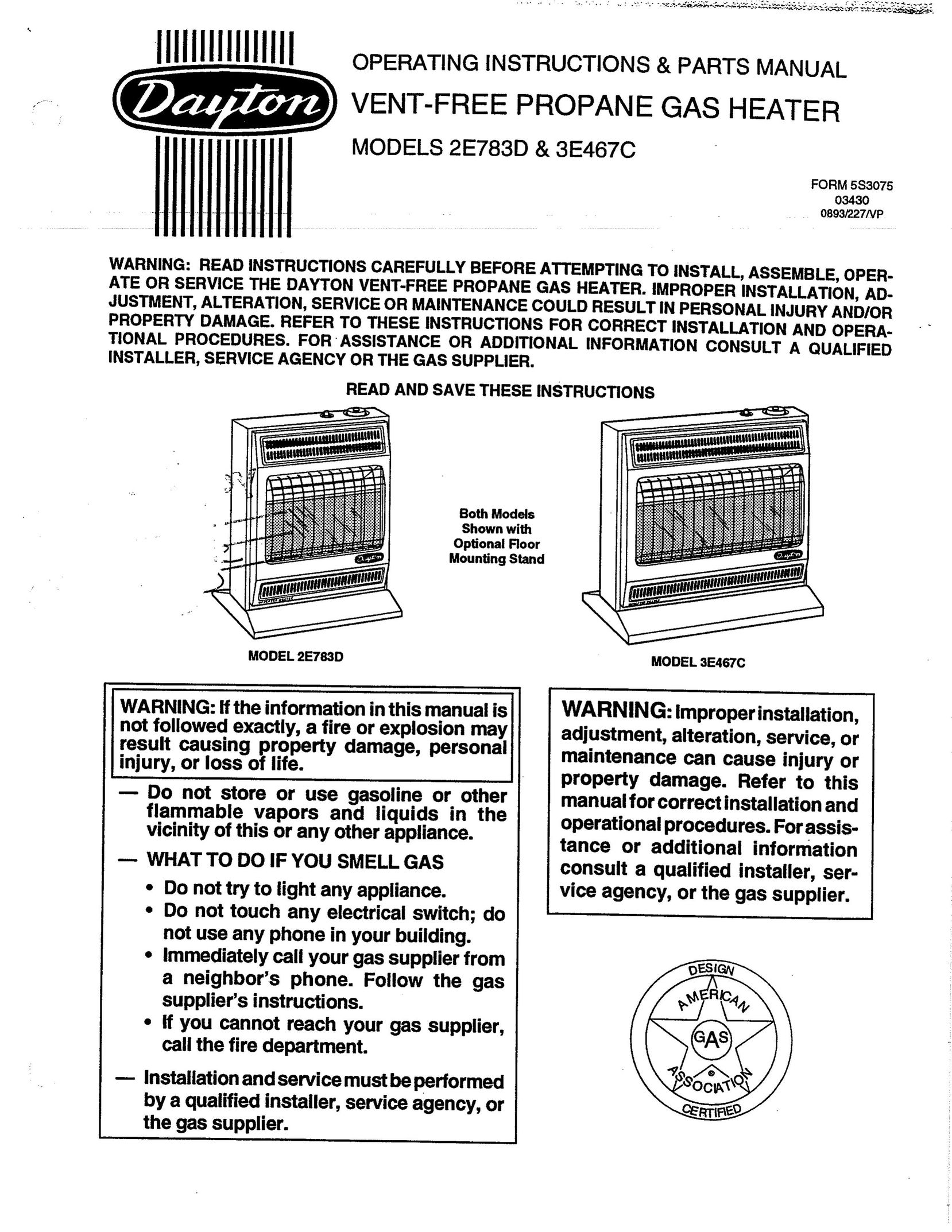 Dayton 3E467C Furnace User Manual