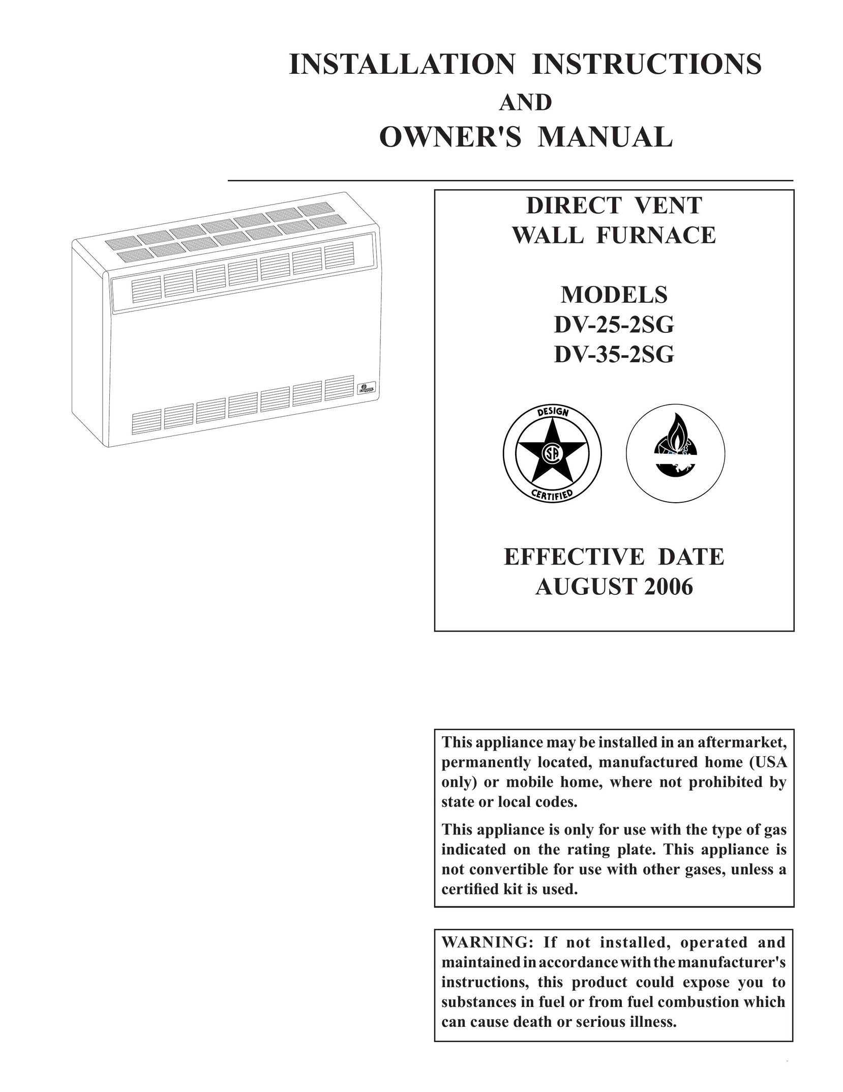 Empire Comfort Systems DV-25-2SG Furnace User Manual