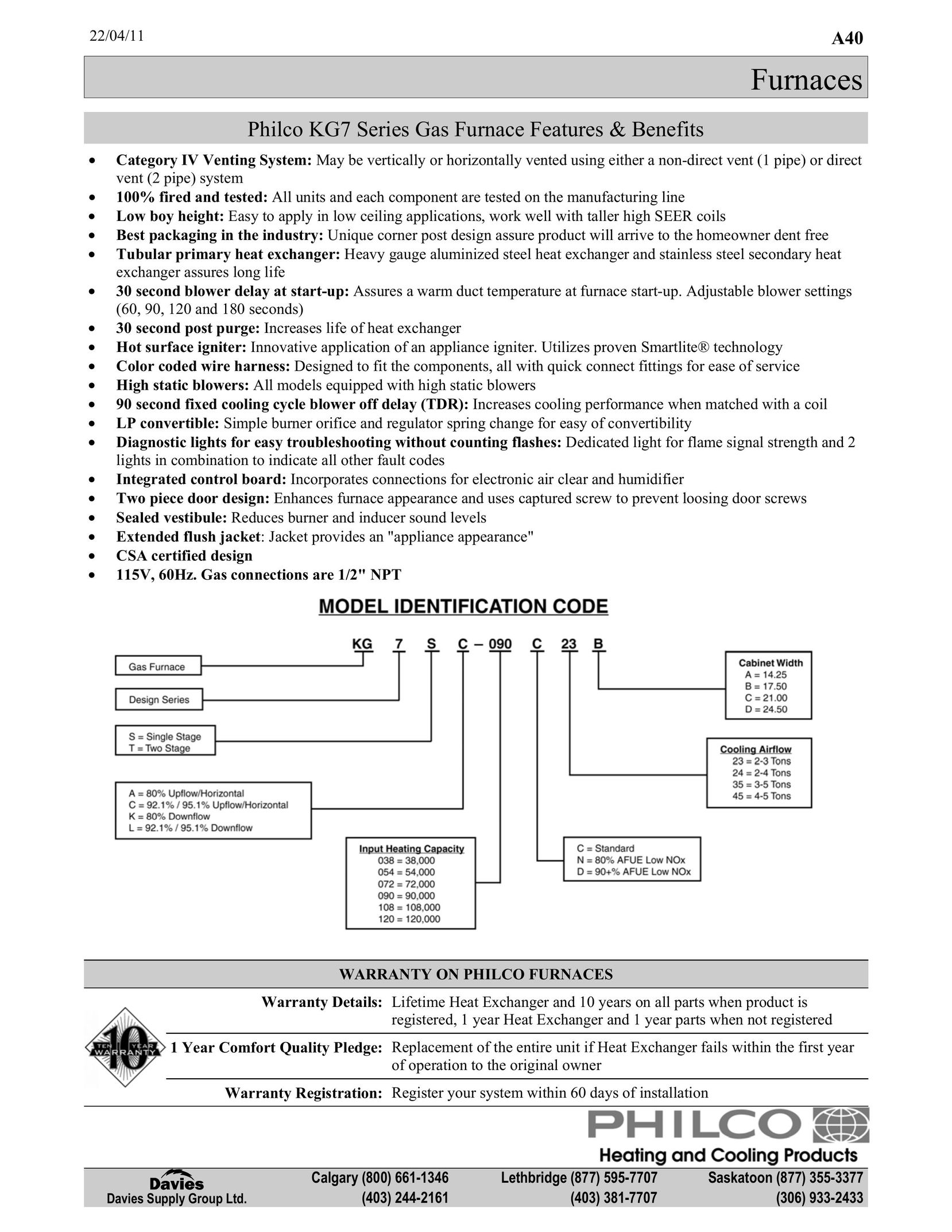 Frigidaire KG7 Furnace User Manual