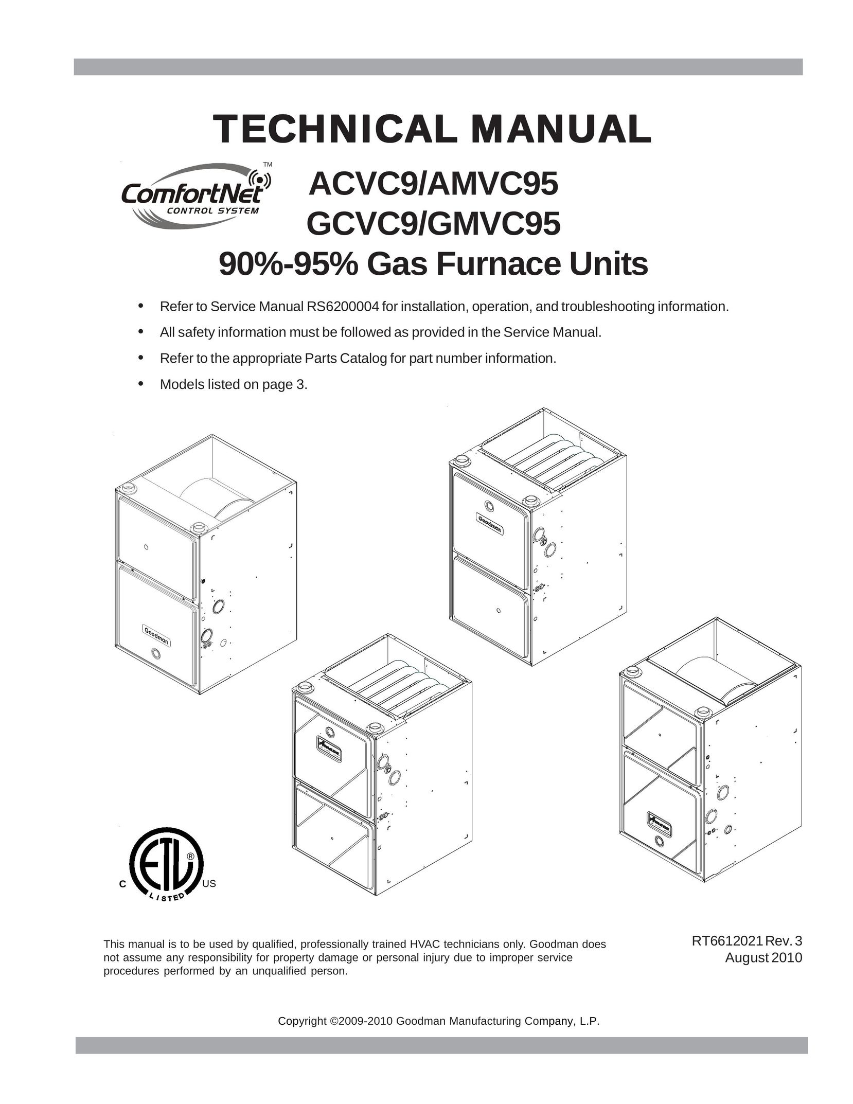 Goodman Mfg ACVC9/AMVC95 Furnace User Manual