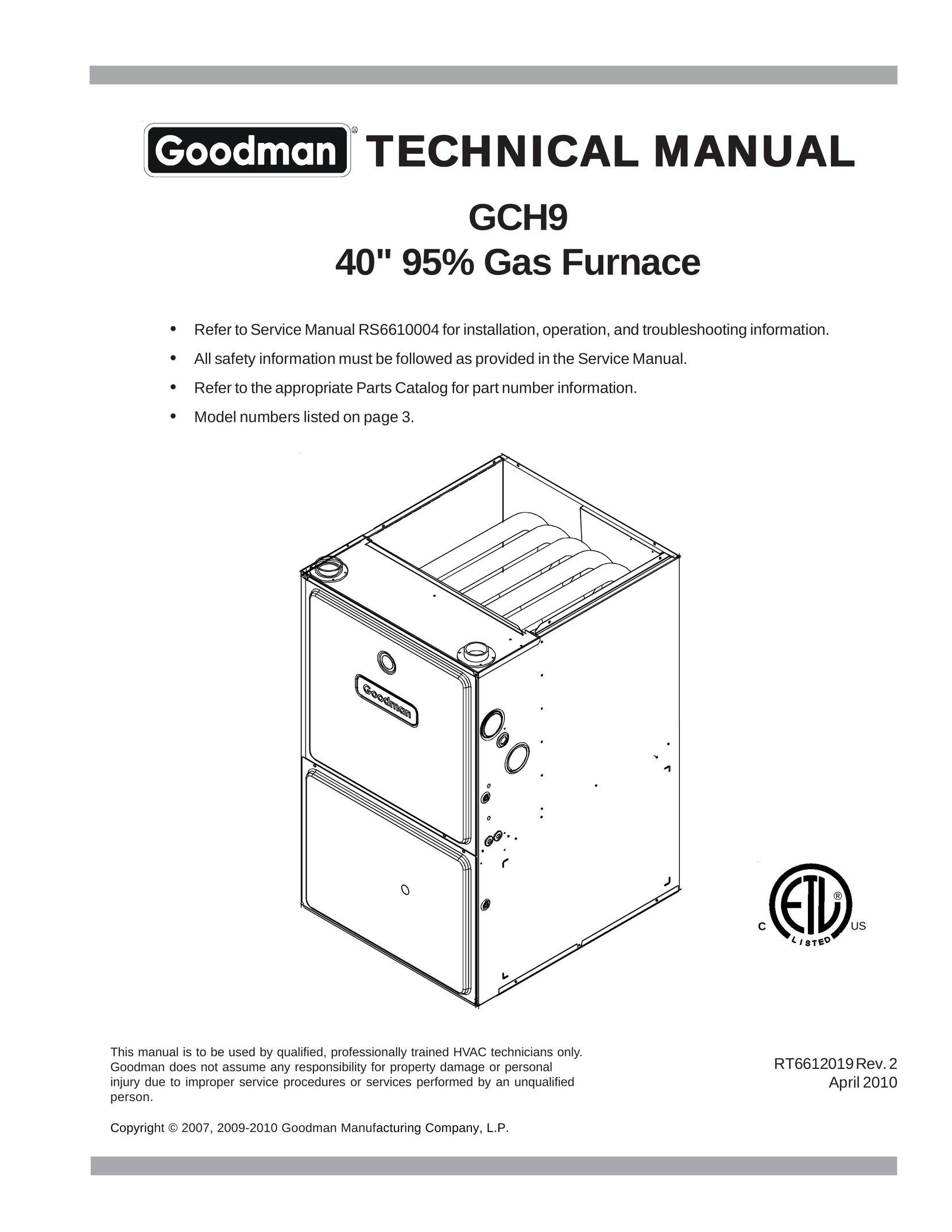 Goodman Mfg GCH9 Furnace User Manual