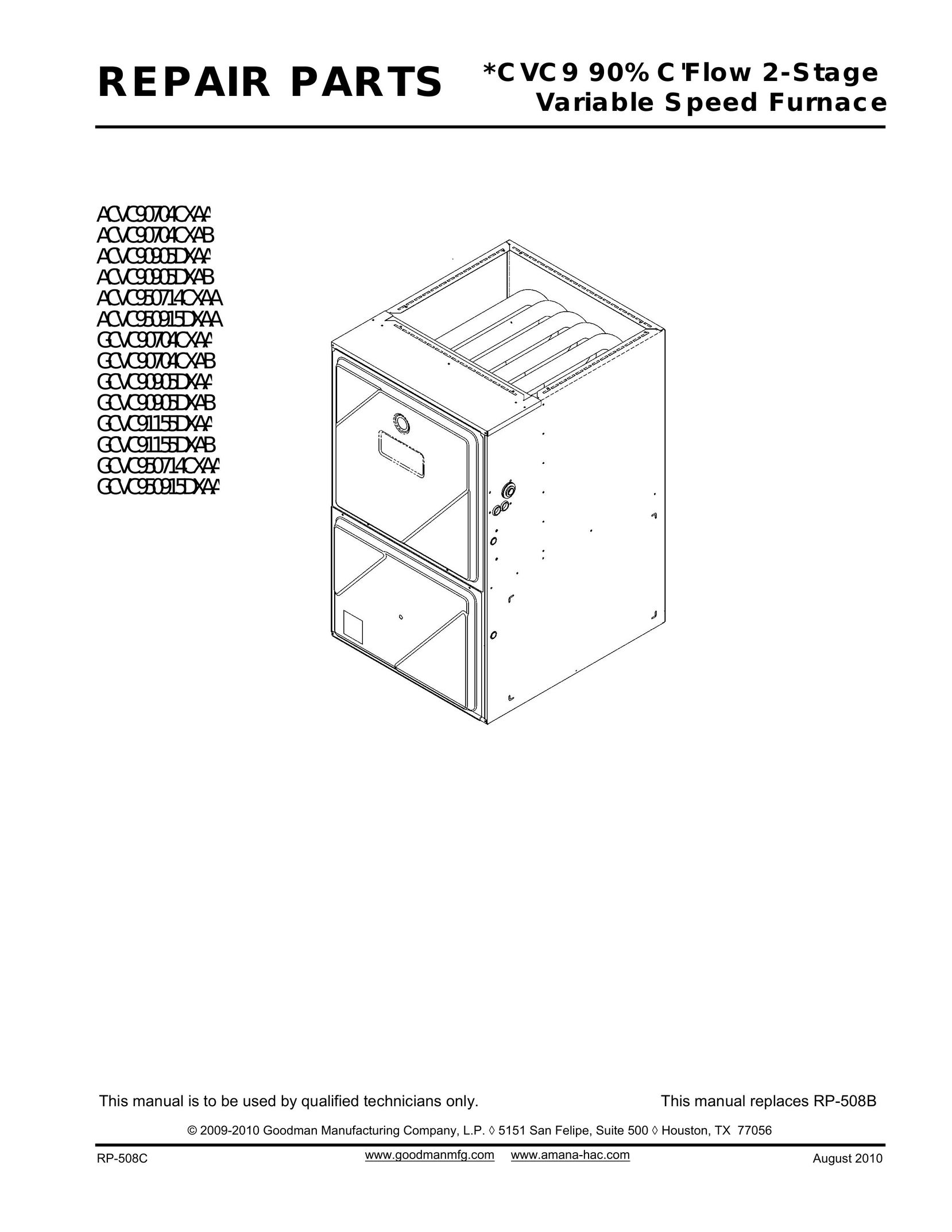 Goodman Mfg GCVC90905DXAB Furnace User Manual