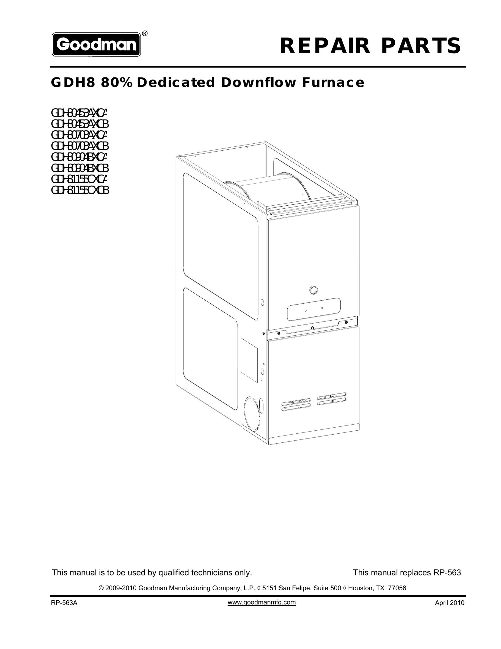 Goodman Mfg GDH80703AXCA Furnace User Manual