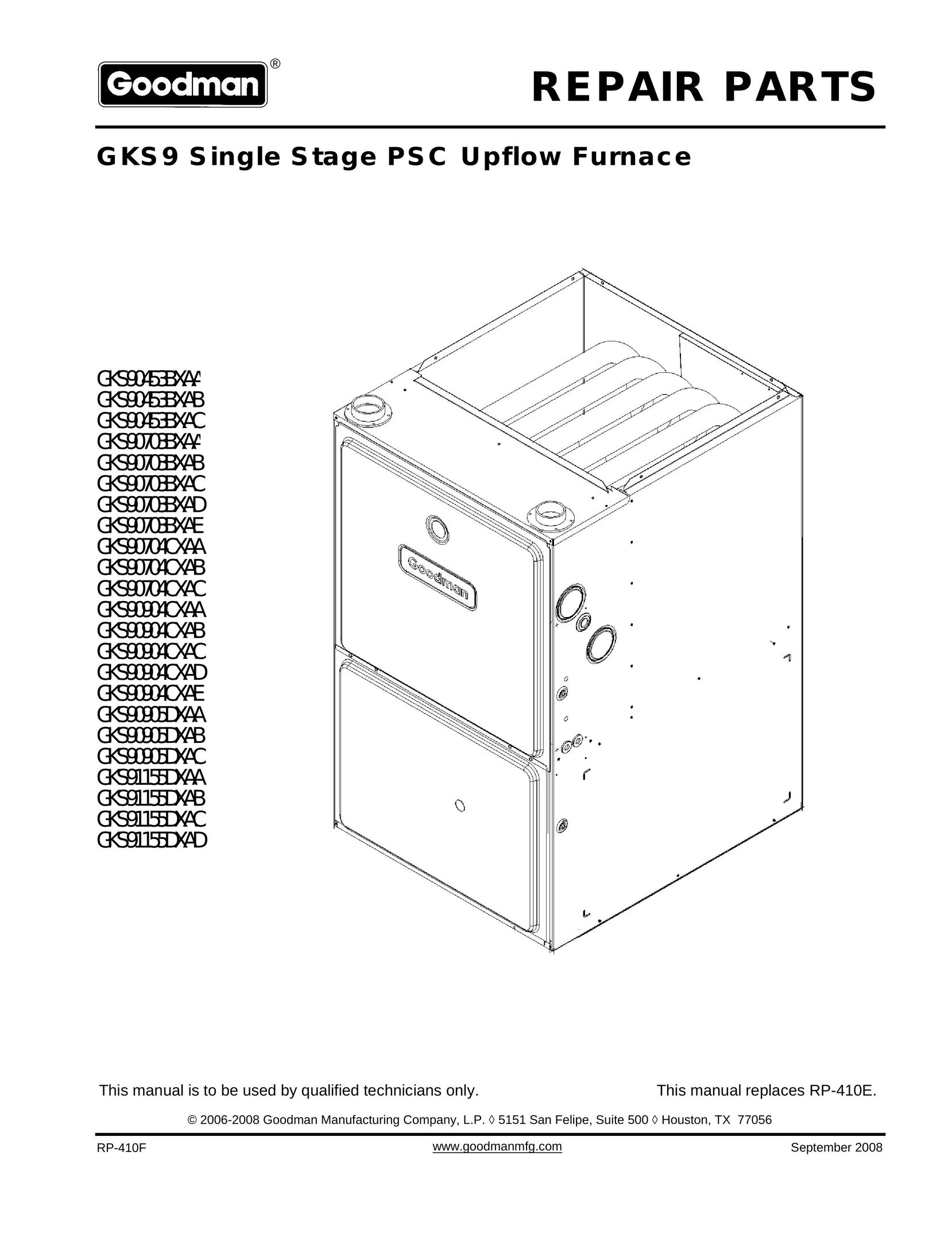 Goodman Mfg GKS90453BXAA Furnace User Manual