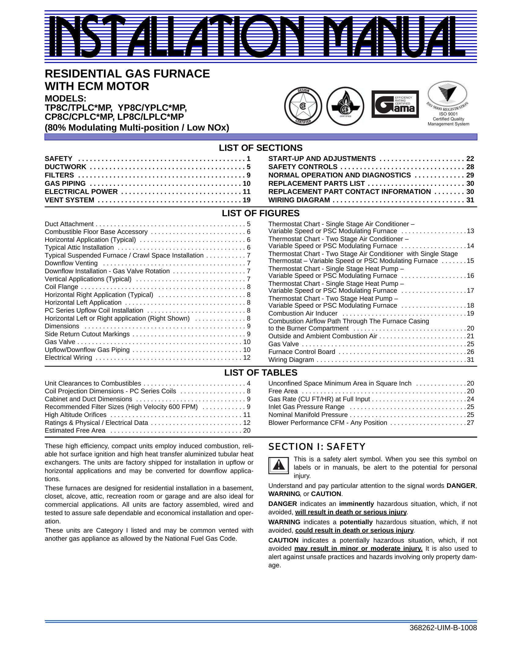 Johnson Controls TP8C/TPLC*MP Furnace User Manual