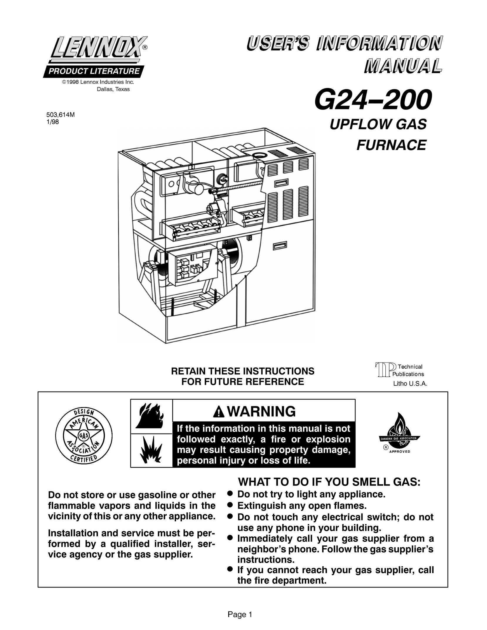 Lennox Hearth G24-200 Furnace User Manual