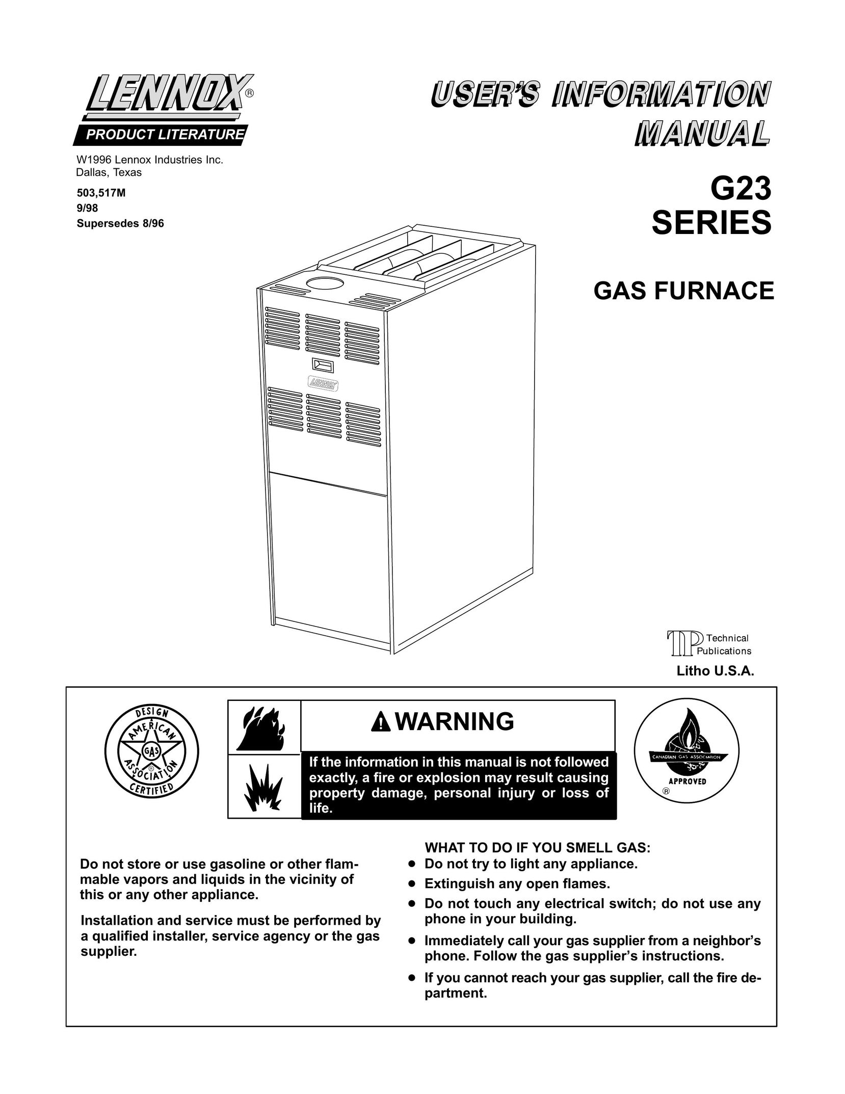 Lennox International Inc. G23 Furnace User Manual
