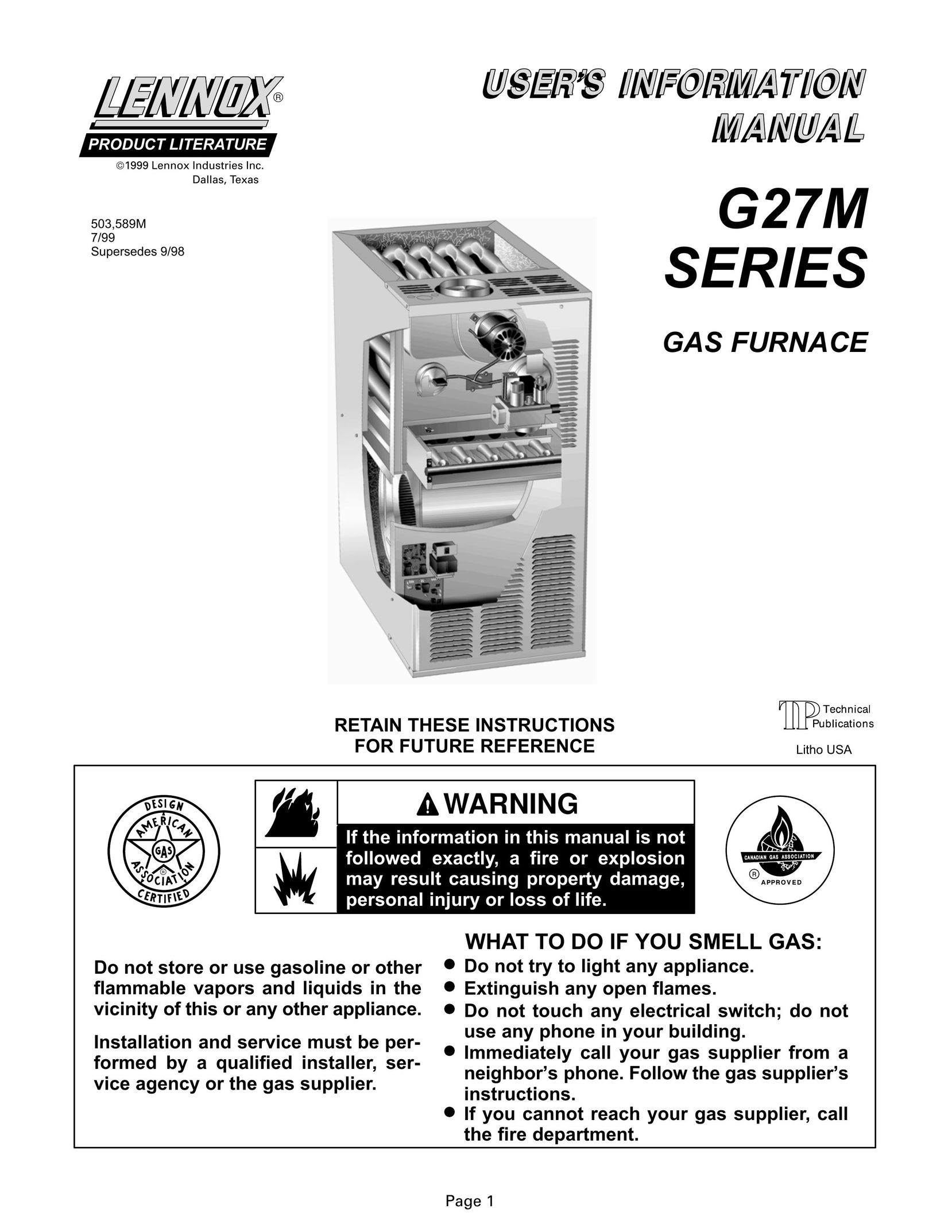 Lennox International Inc. G27M Furnace User Manual