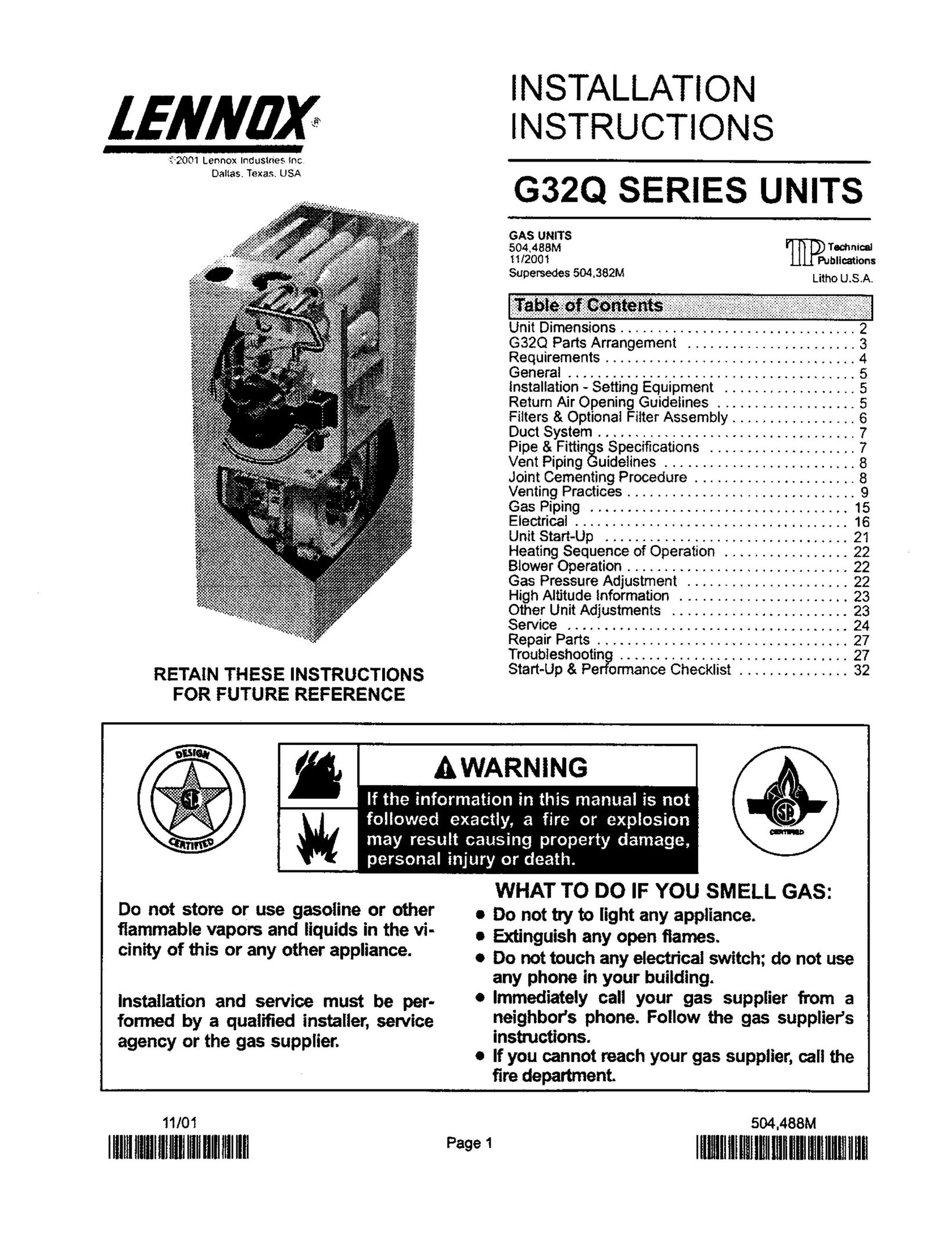 Lennox International Inc. G32Q3-75 Furnace User Manual