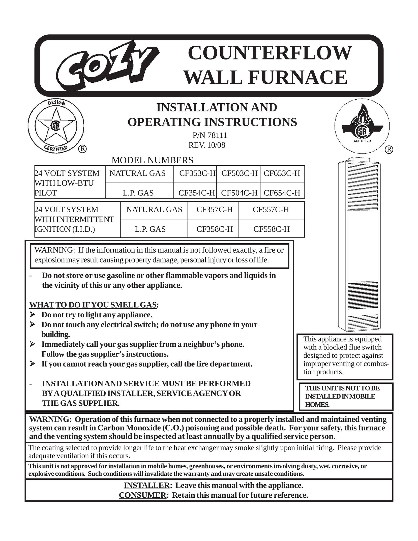 Louisville Tin and Stove 78111 Furnace User Manual