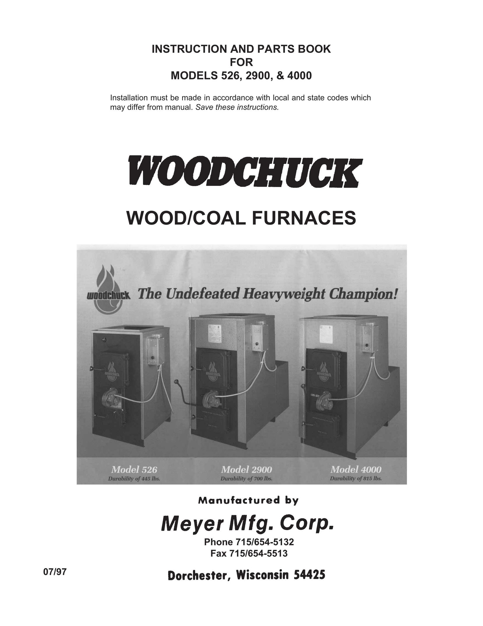 Meyer woodchuck Furnace User Manual