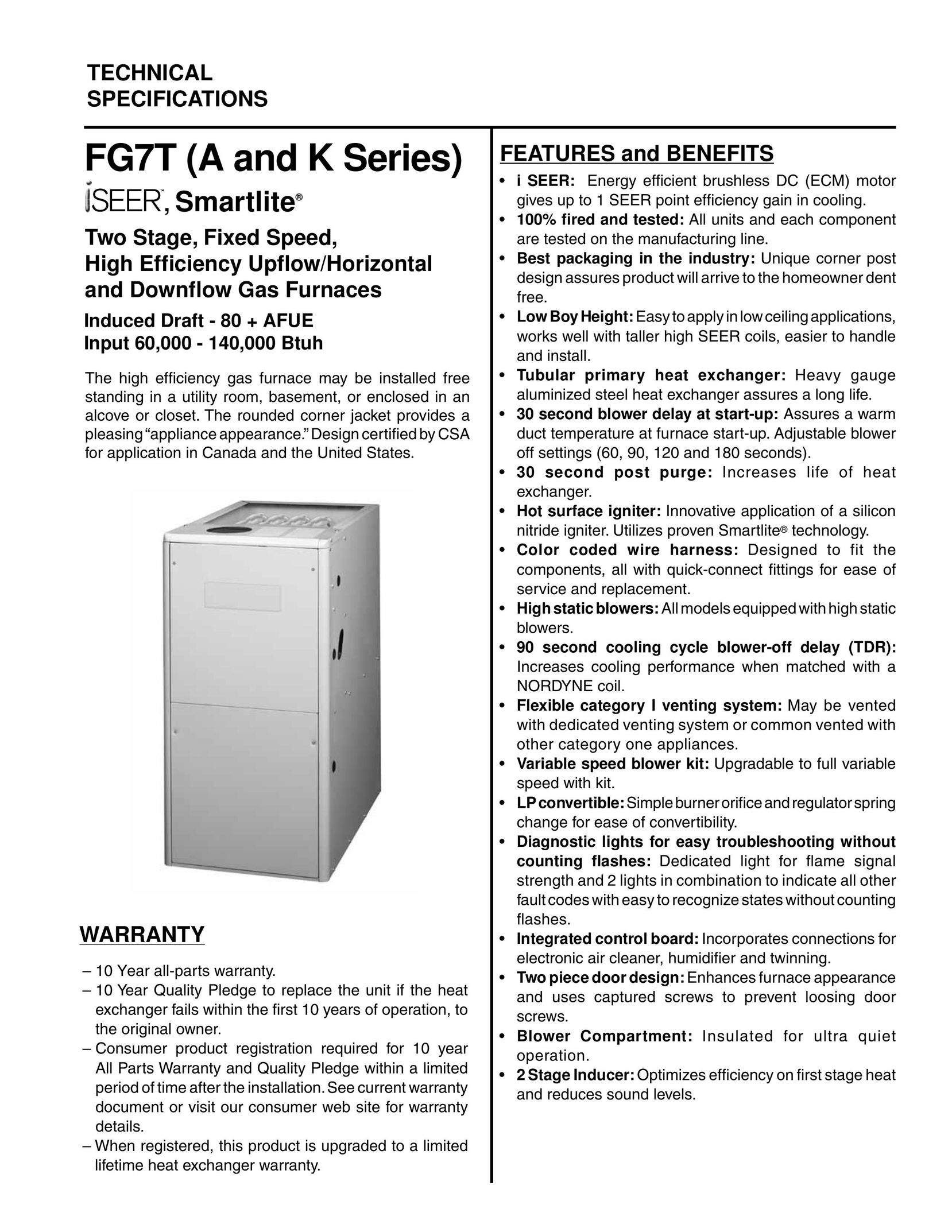 Nordyne FG7T Furnace User Manual