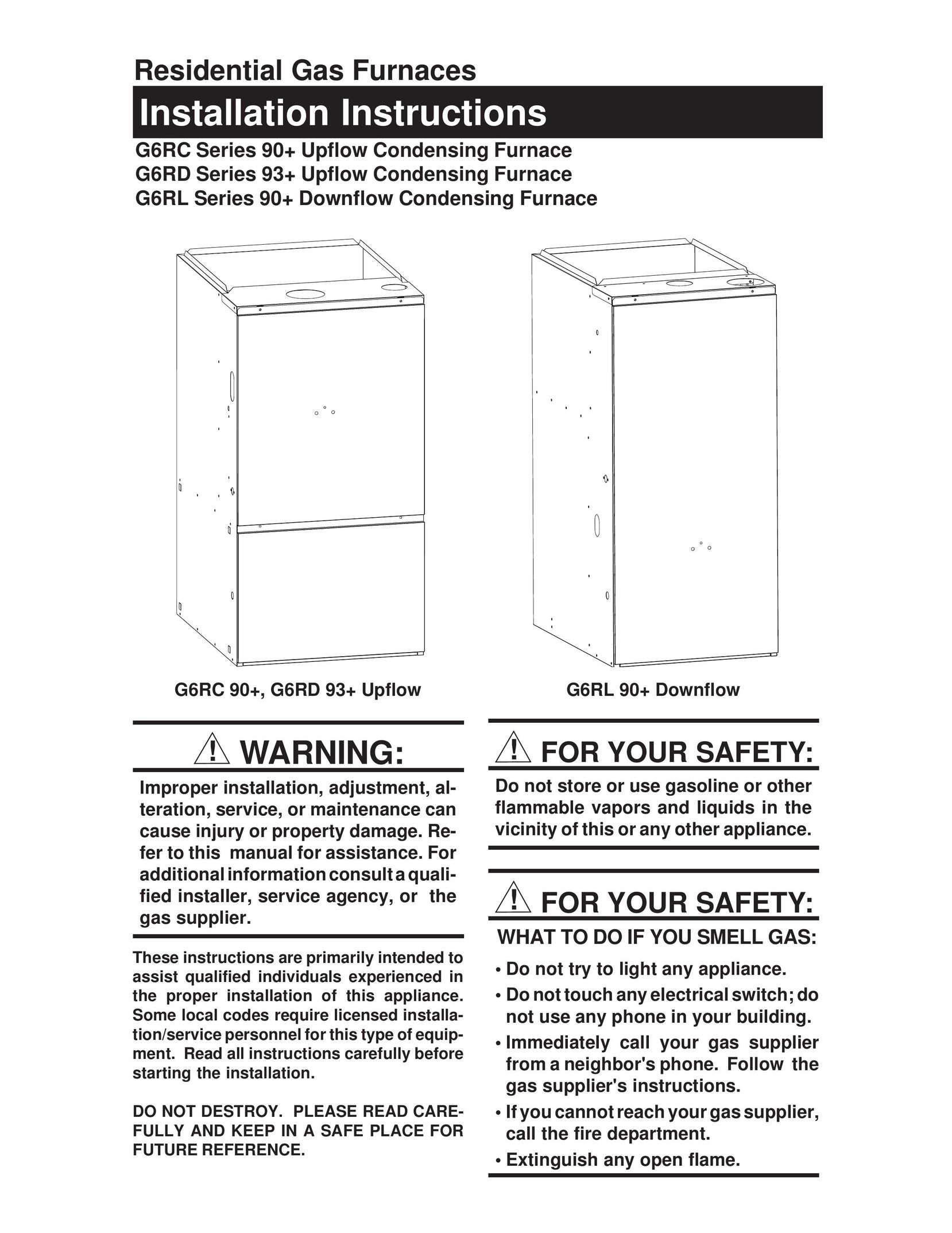 Nordyne G6RL 90+ Furnace User Manual