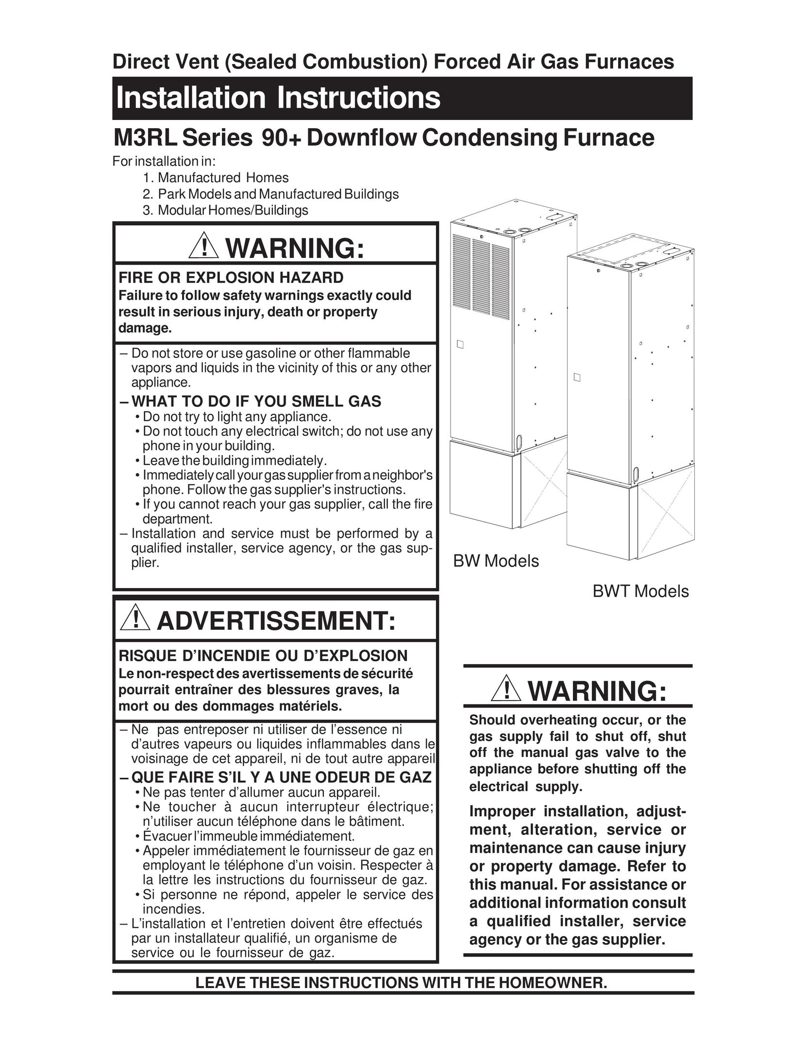Nordyne M3RL Furnace User Manual