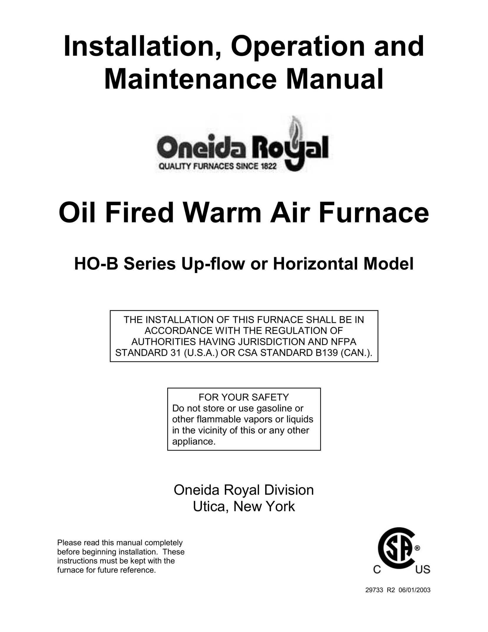 Royal Appliance Air Furnace Furnace User Manual