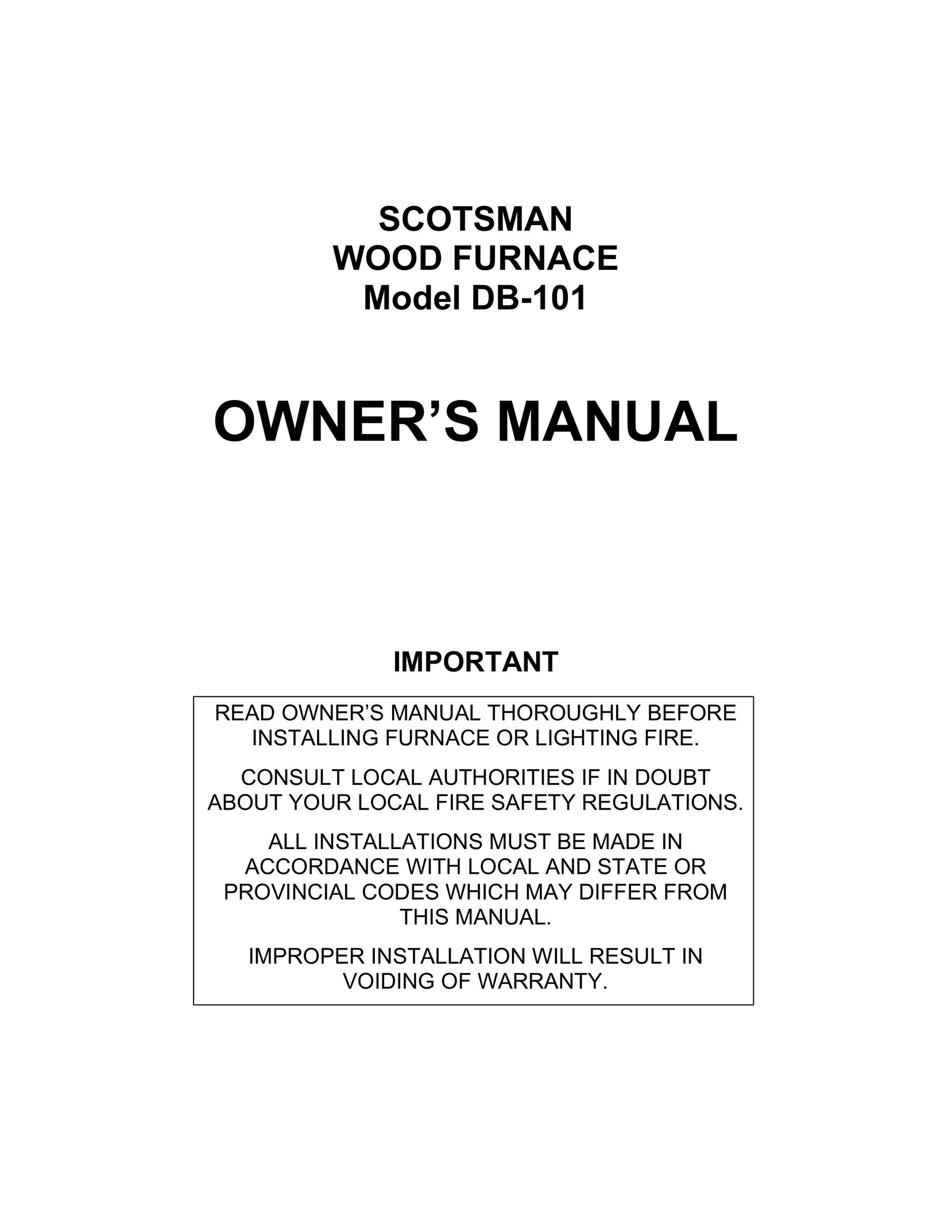 Scotsman Ice DB-101 Furnace User Manual