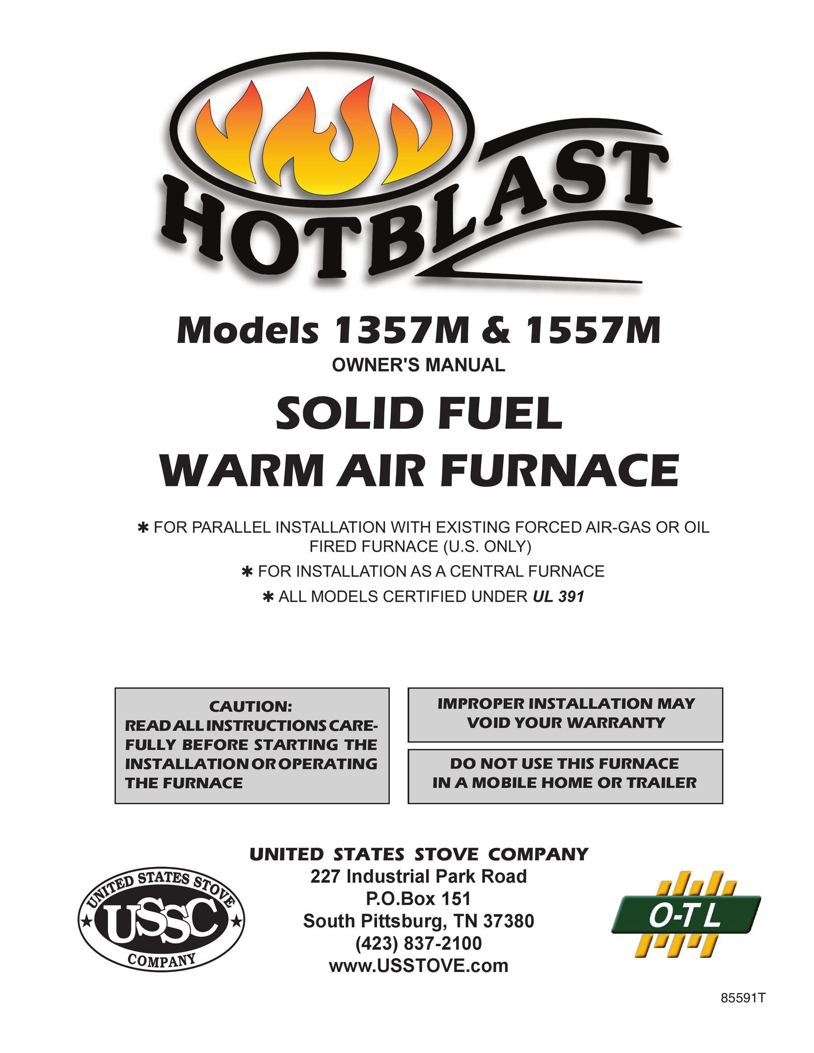 United States Stove 1357M Furnace User Manual