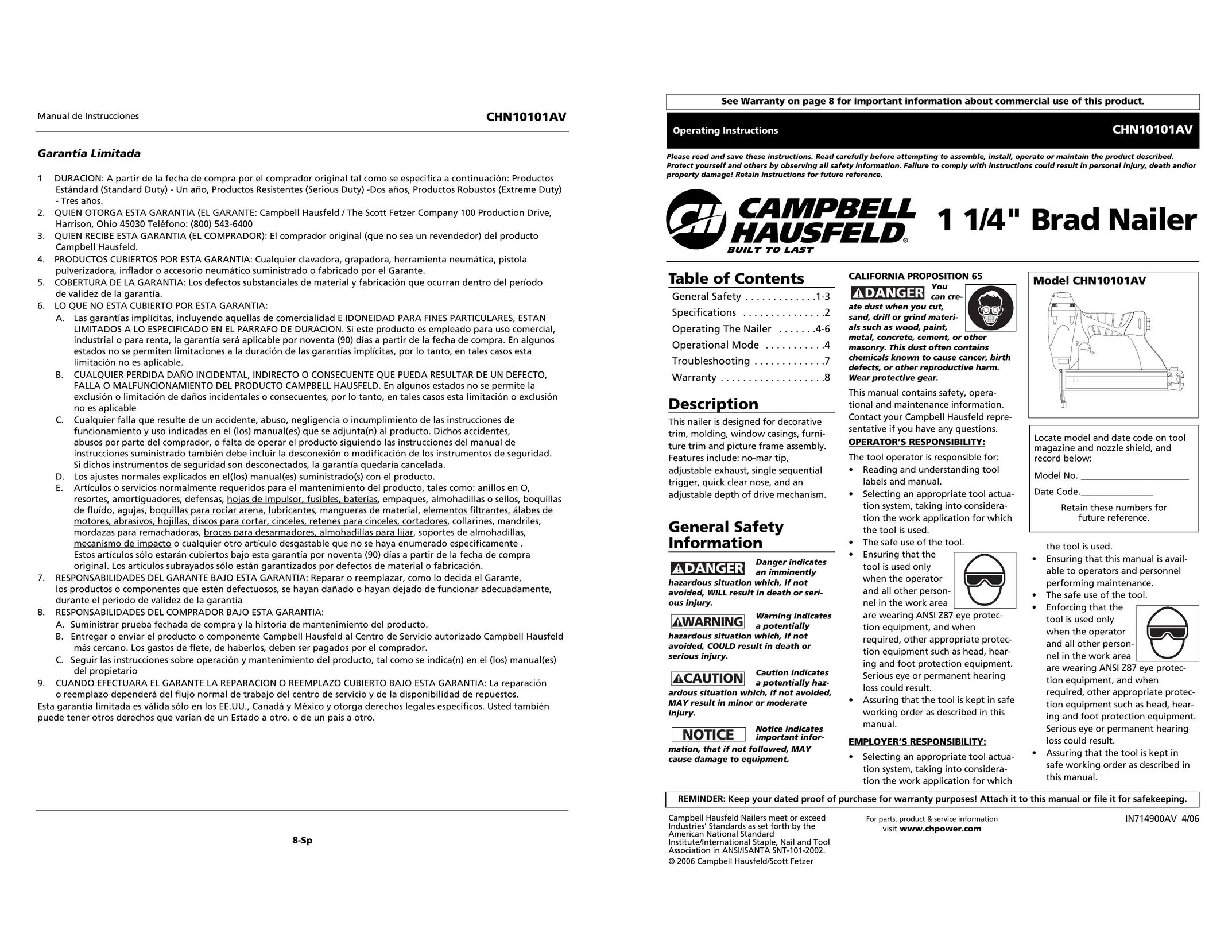 Campbell Hausfeld CHN10101AV Garage Door Opener User Manual