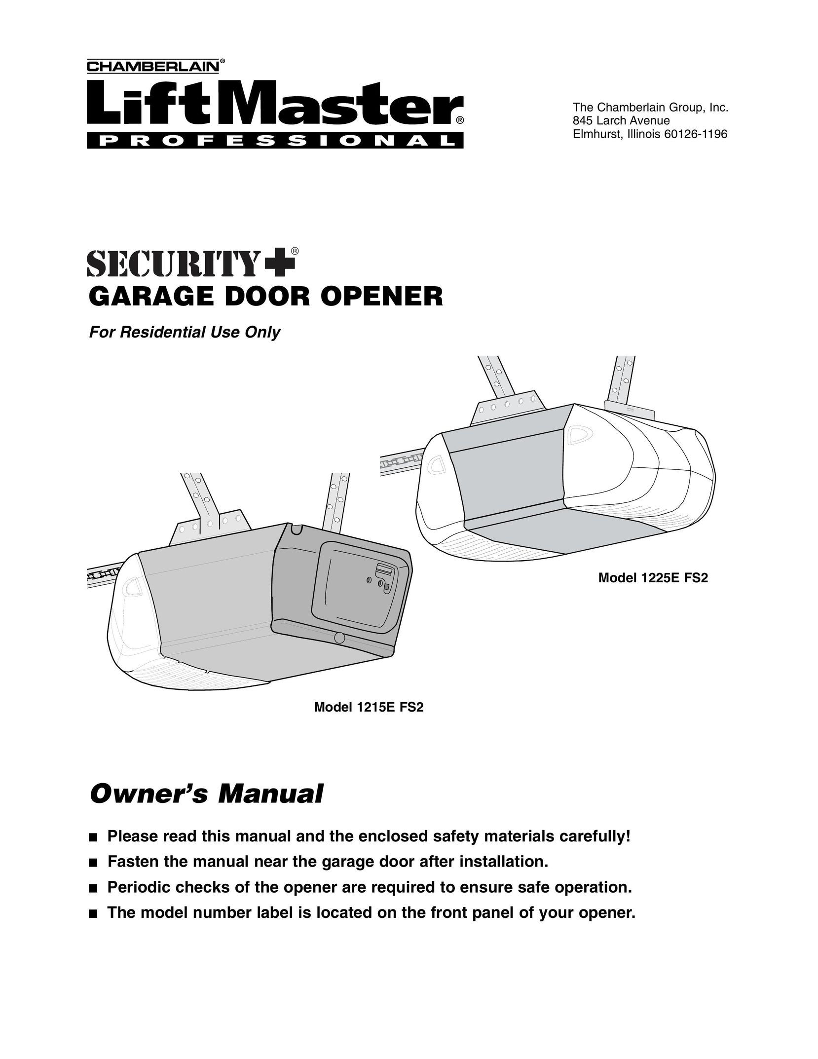 Chamberlain 1225E FS2 Garage Door Opener User Manual