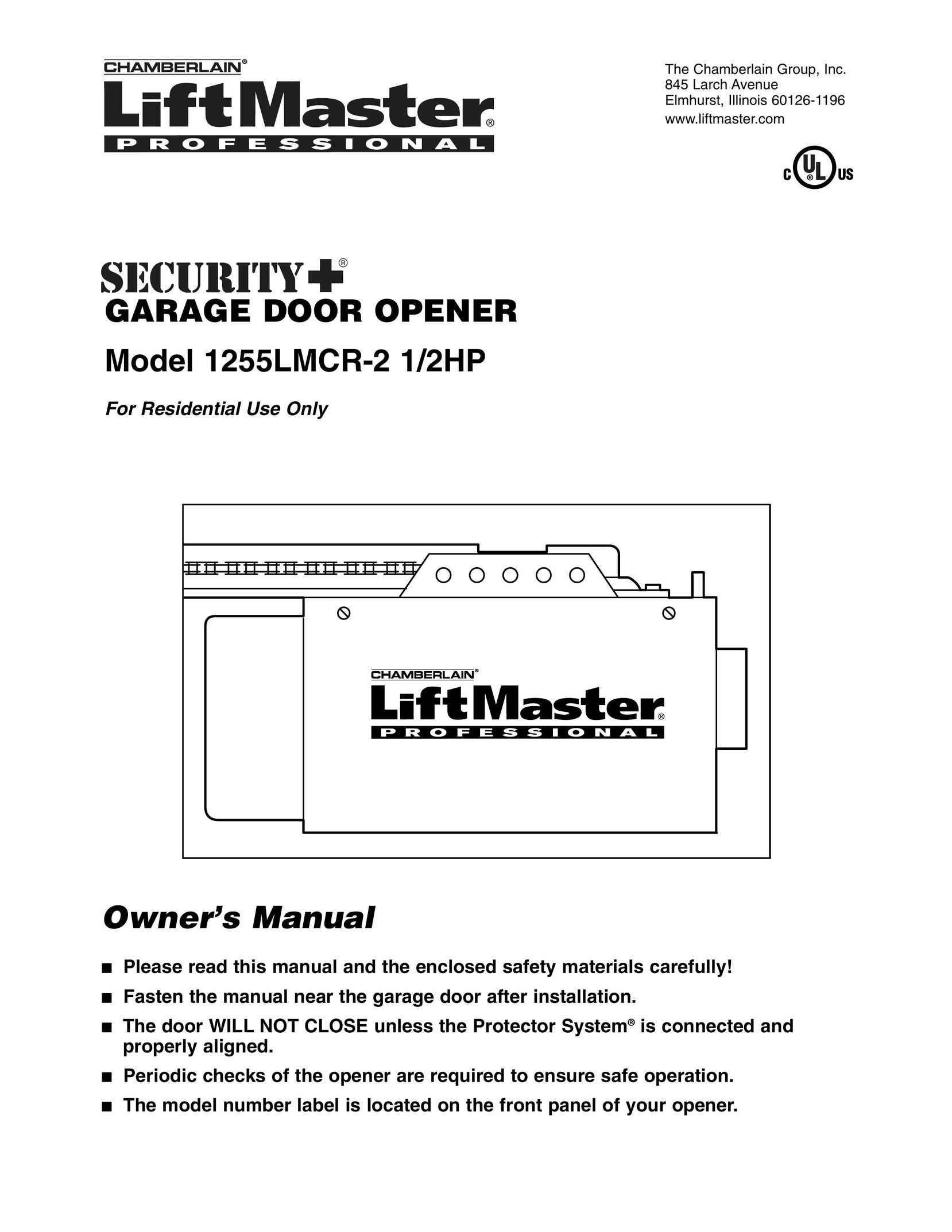 Chamberlain 1255LMCR-2 Garage Door Opener User Manual