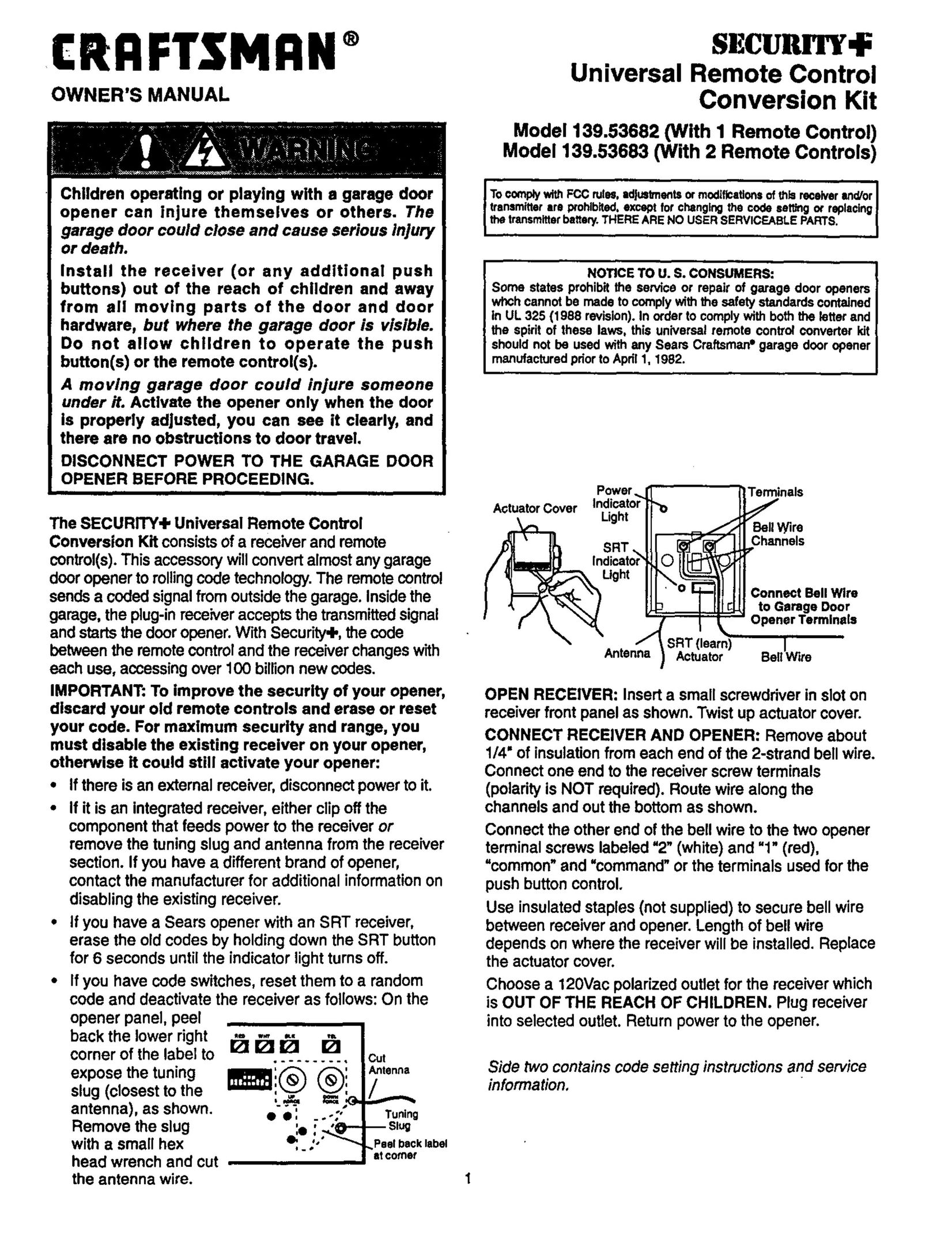 Craftsman 139.53682 Garage Door Opener User Manual