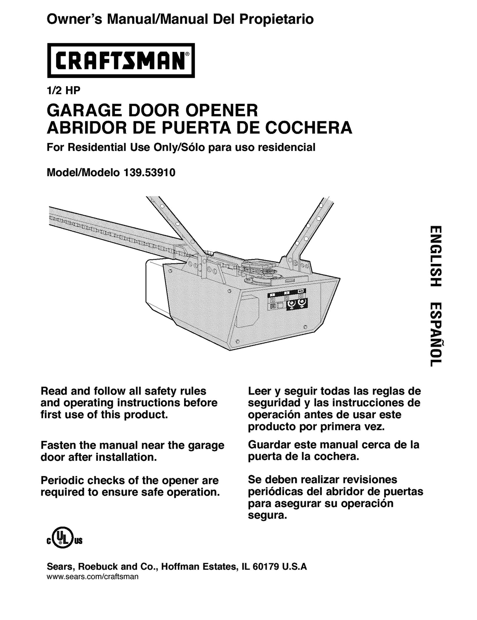 Craftsman 139.5391 Garage Door Opener User Manual