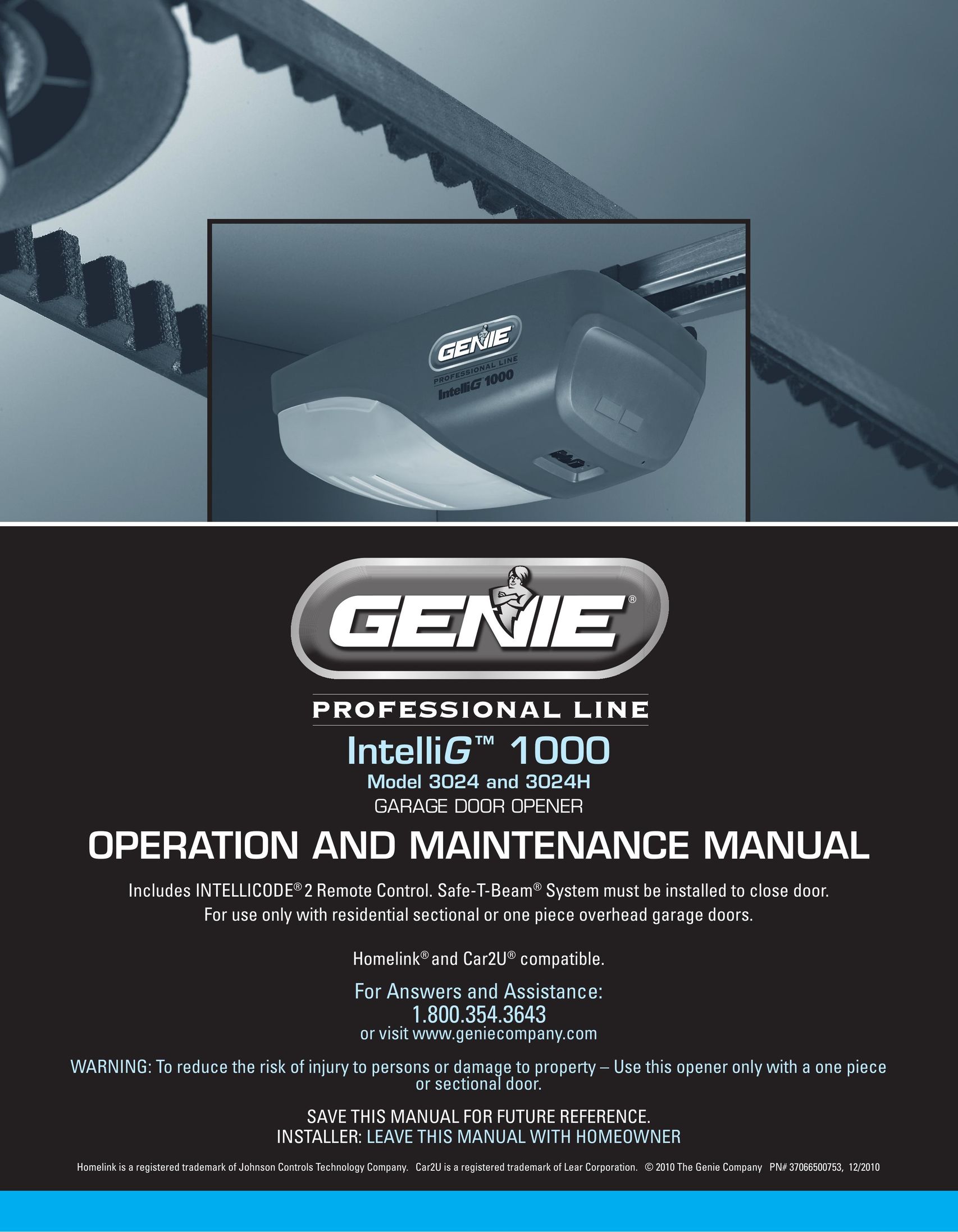 Genie 3024 Garage Door Opener User Manual