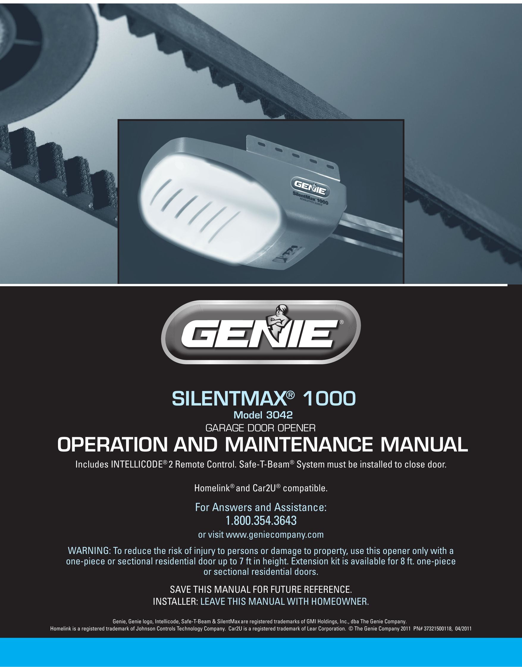 Genie 3042 Garage Door Opener User Manual