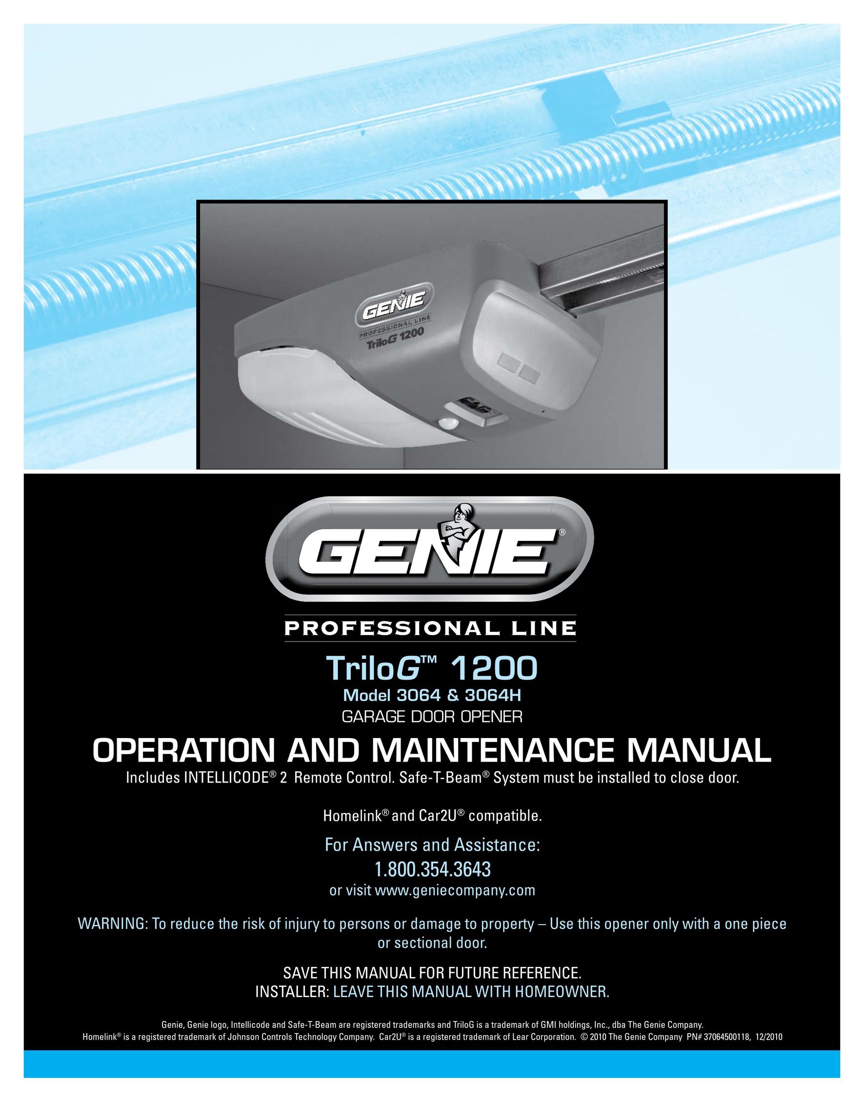 Genie 3064 Garage Door Opener User Manual