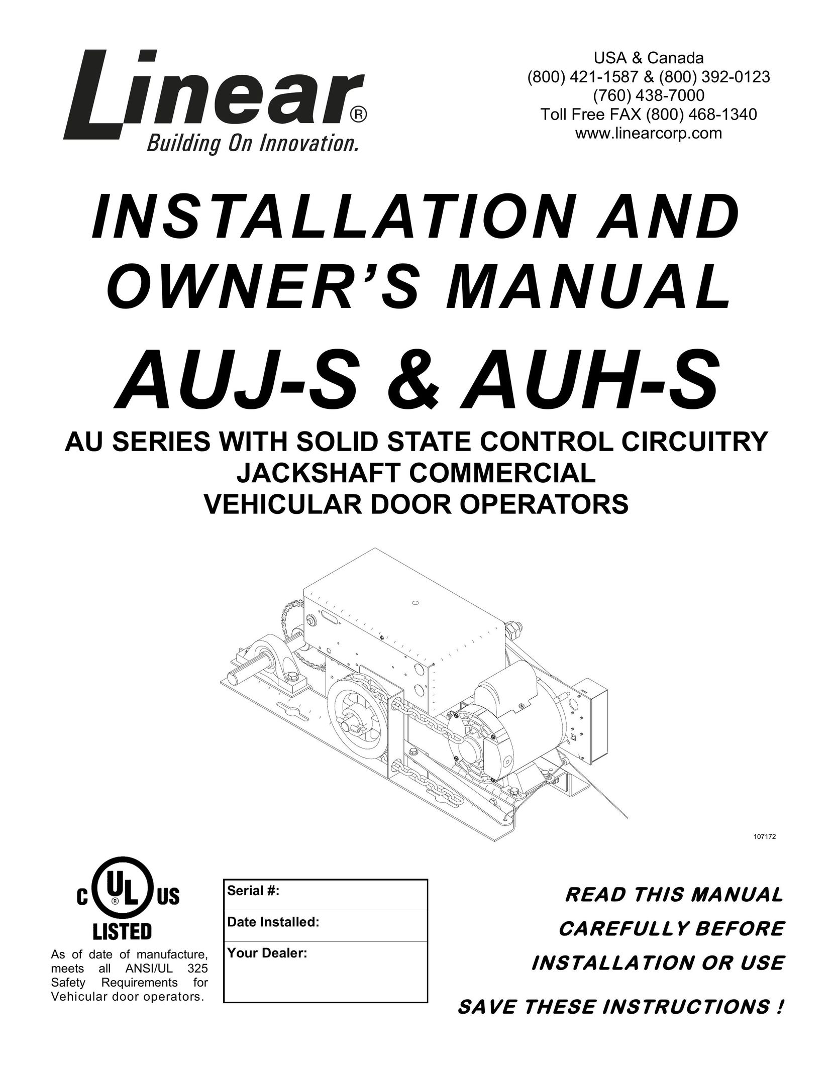 Linear AUH-S Garage Door Opener User Manual