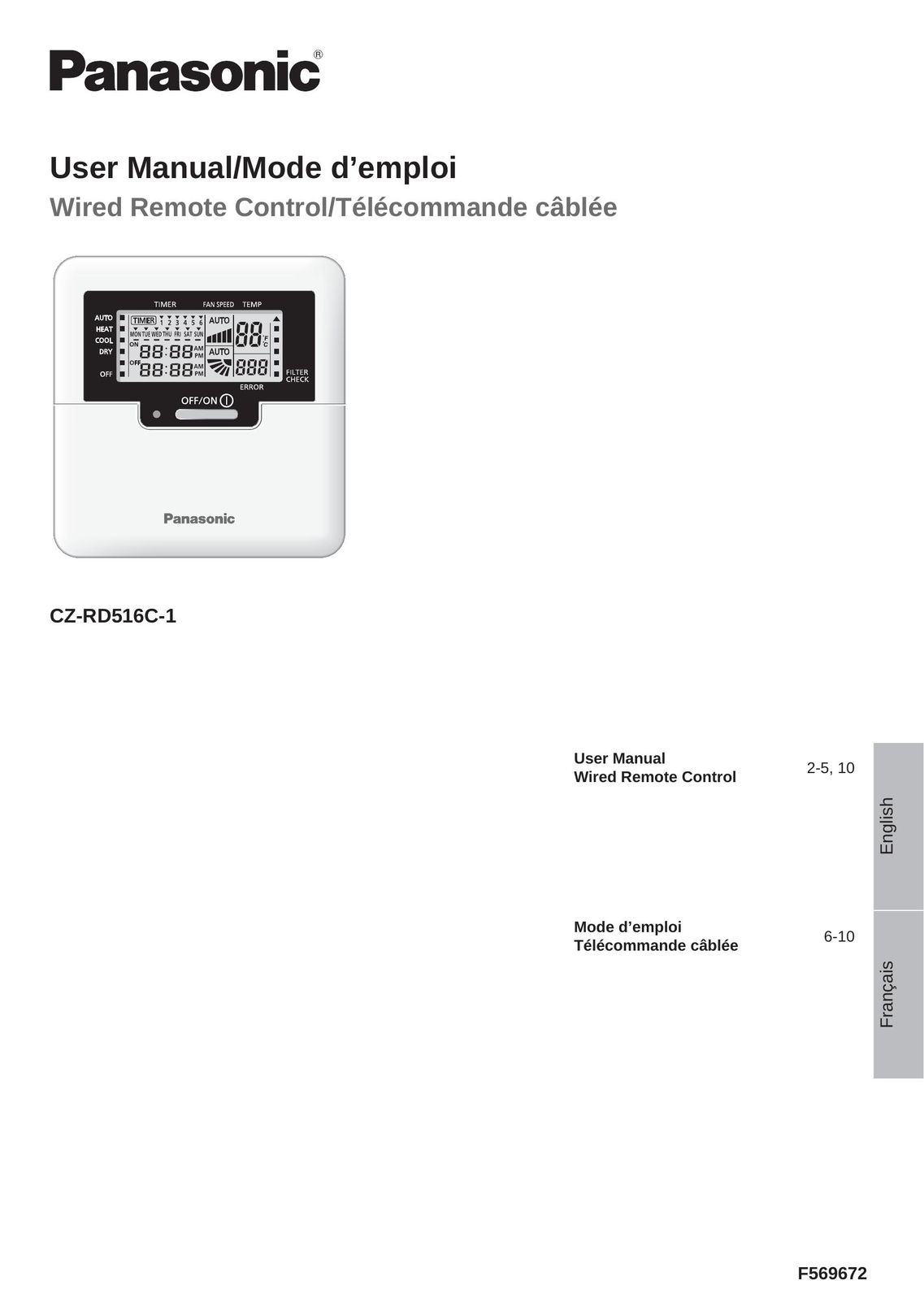 Panasonic CZ-RD516C-1 Garage Door Opener User Manual