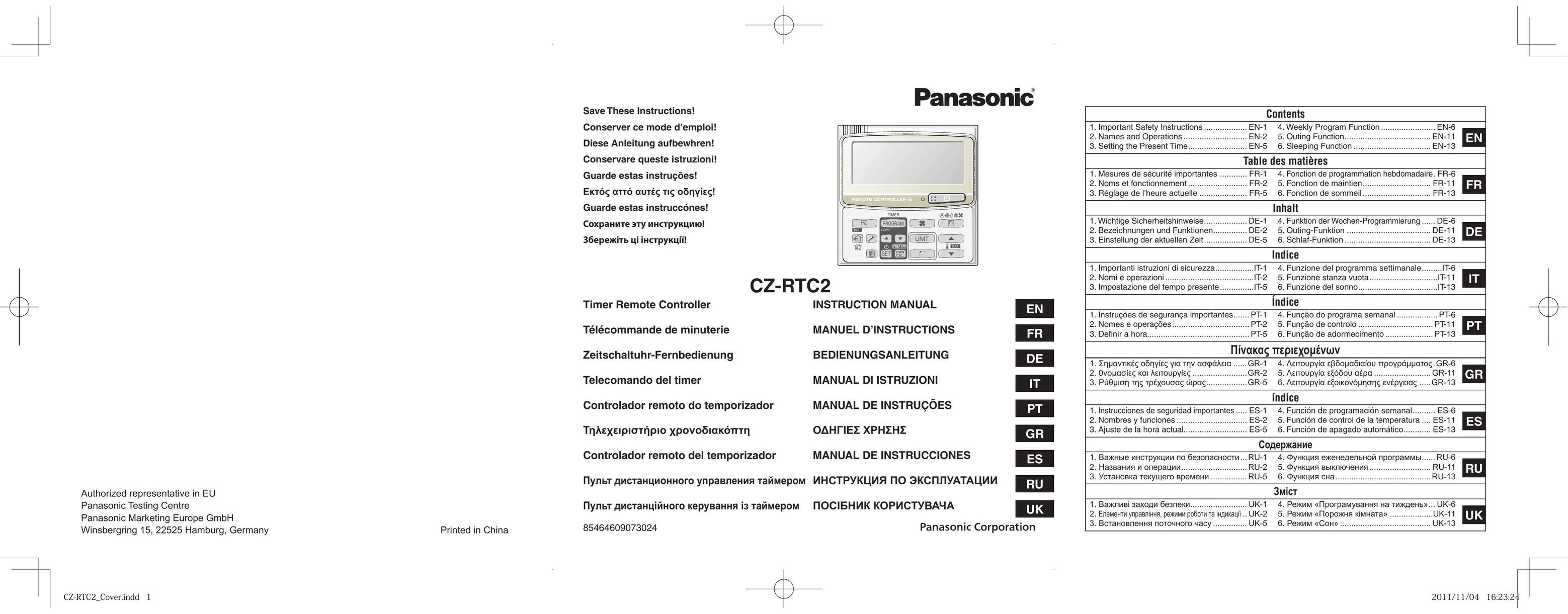 Panasonic CZ-RTC2 Garage Door Opener User Manual