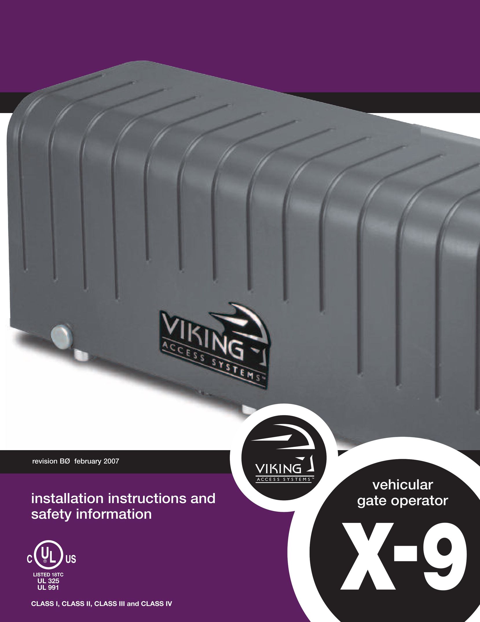 Viking Access Systems UL 325 Garage Door Opener User Manual