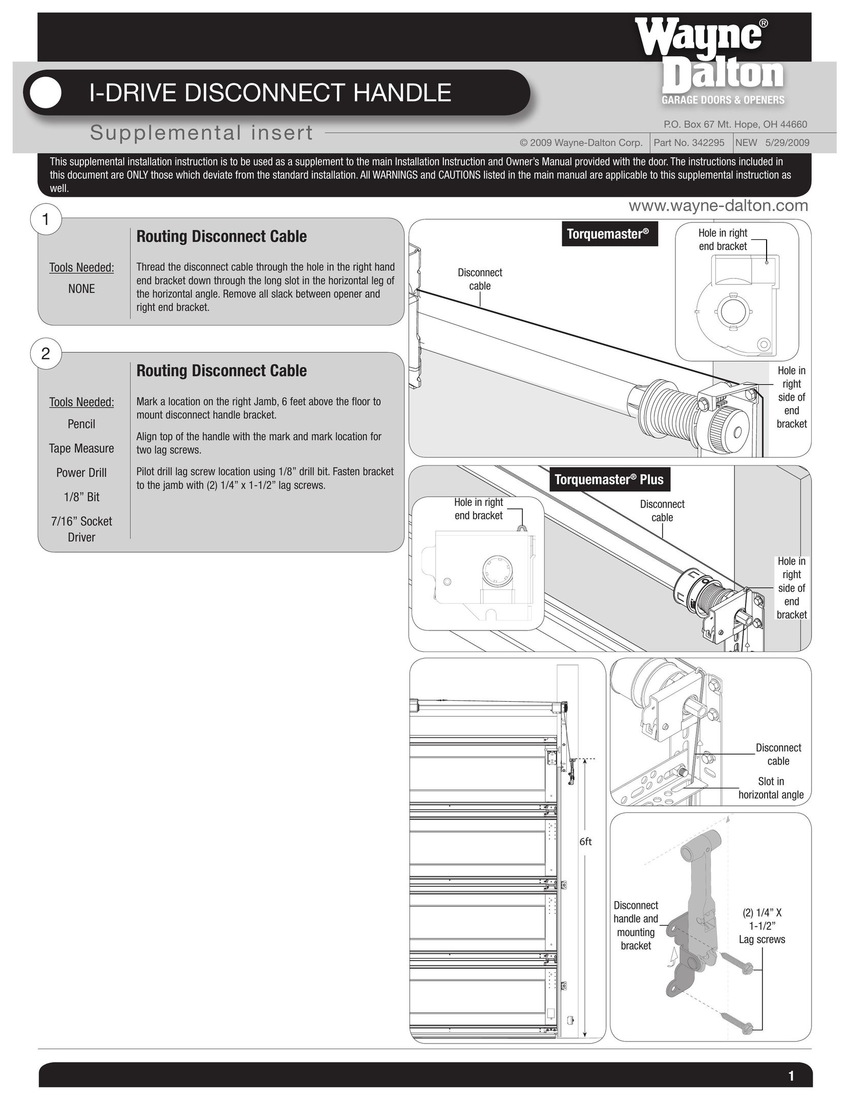 Wayne-Dalton 342295 Garage Door Opener User Manual
