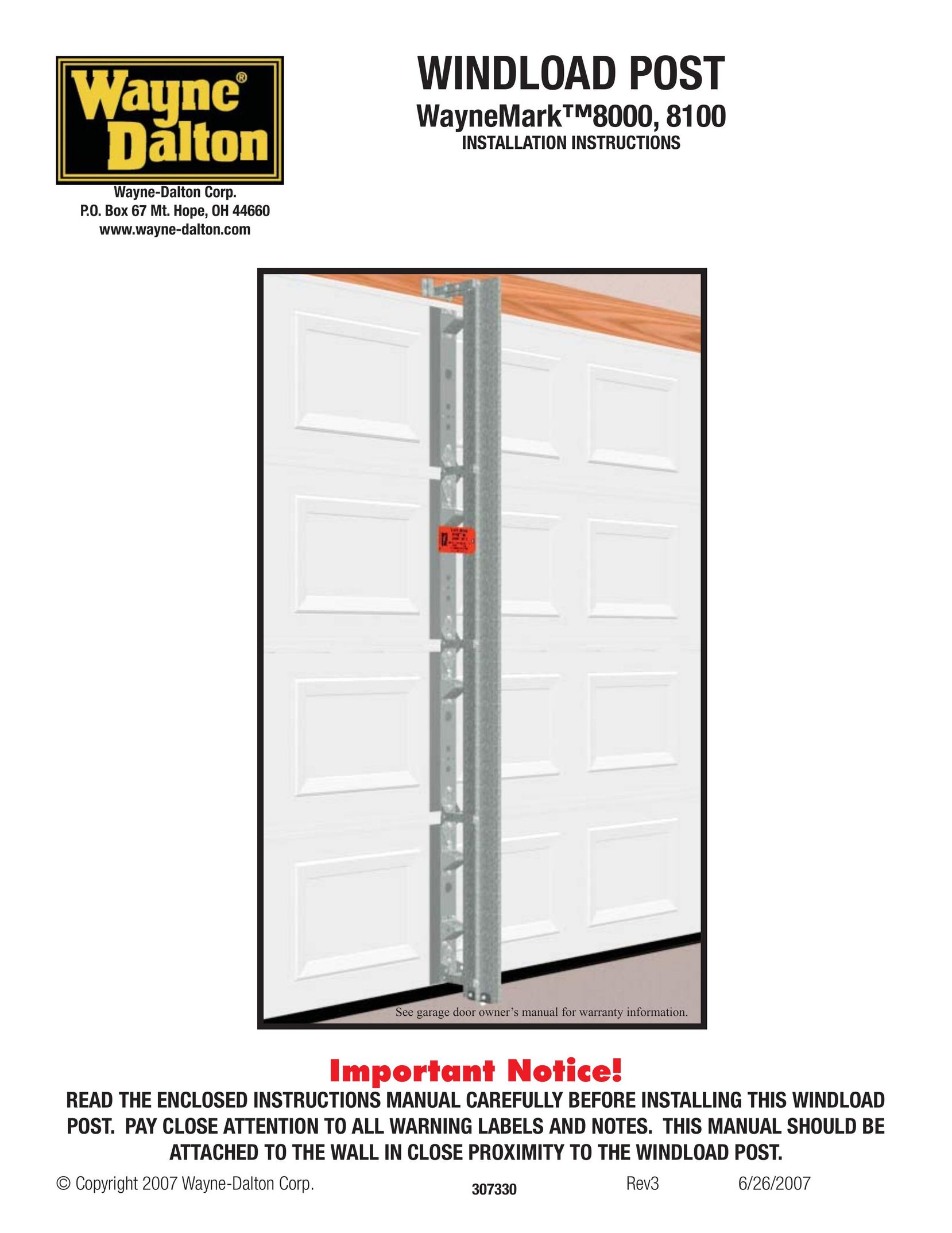 Wayne-Dalton 8000 Garage Door Opener User Manual
